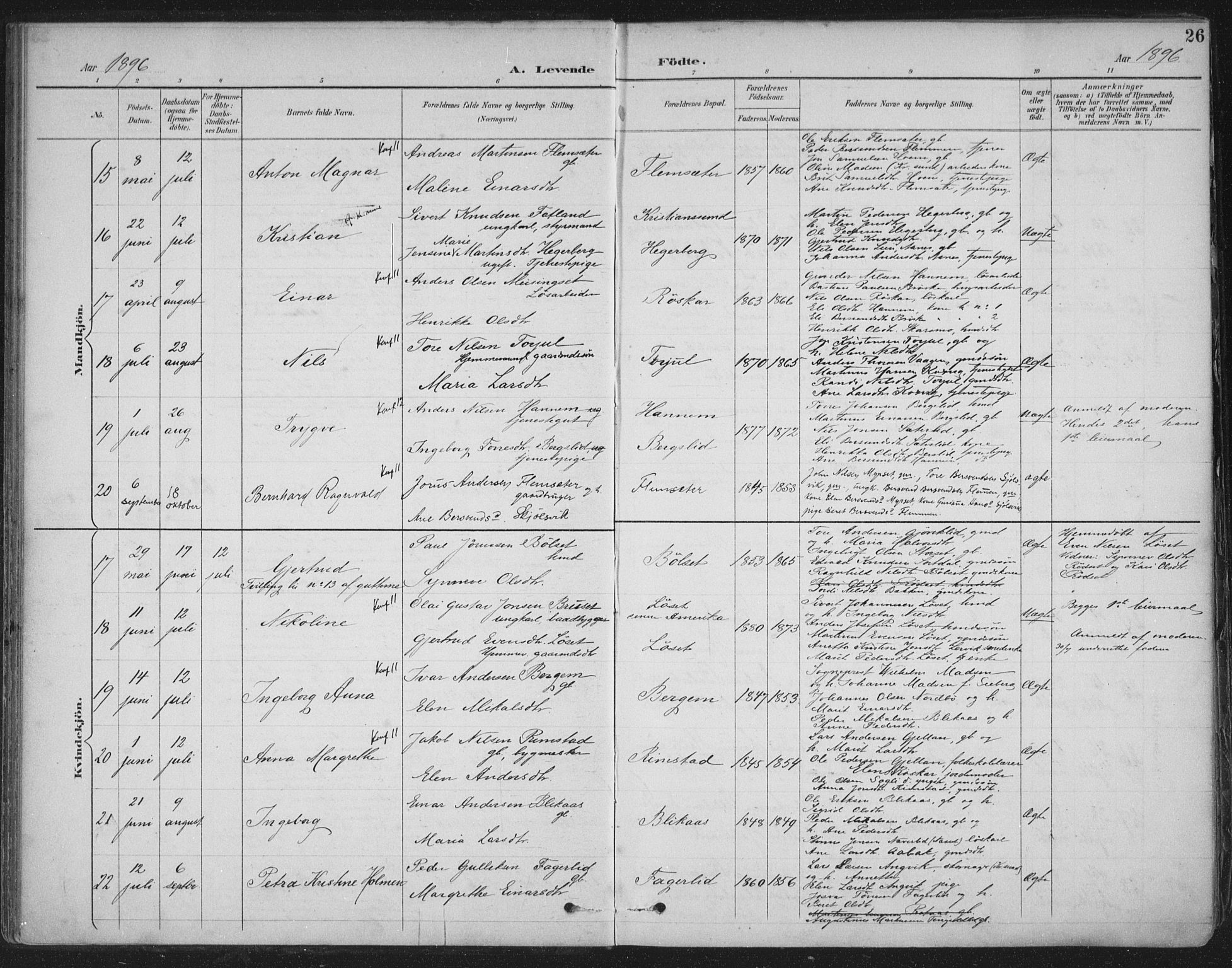 Ministerialprotokoller, klokkerbøker og fødselsregistre - Møre og Romsdal, AV/SAT-A-1454/586/L0988: Parish register (official) no. 586A14, 1893-1905, p. 26