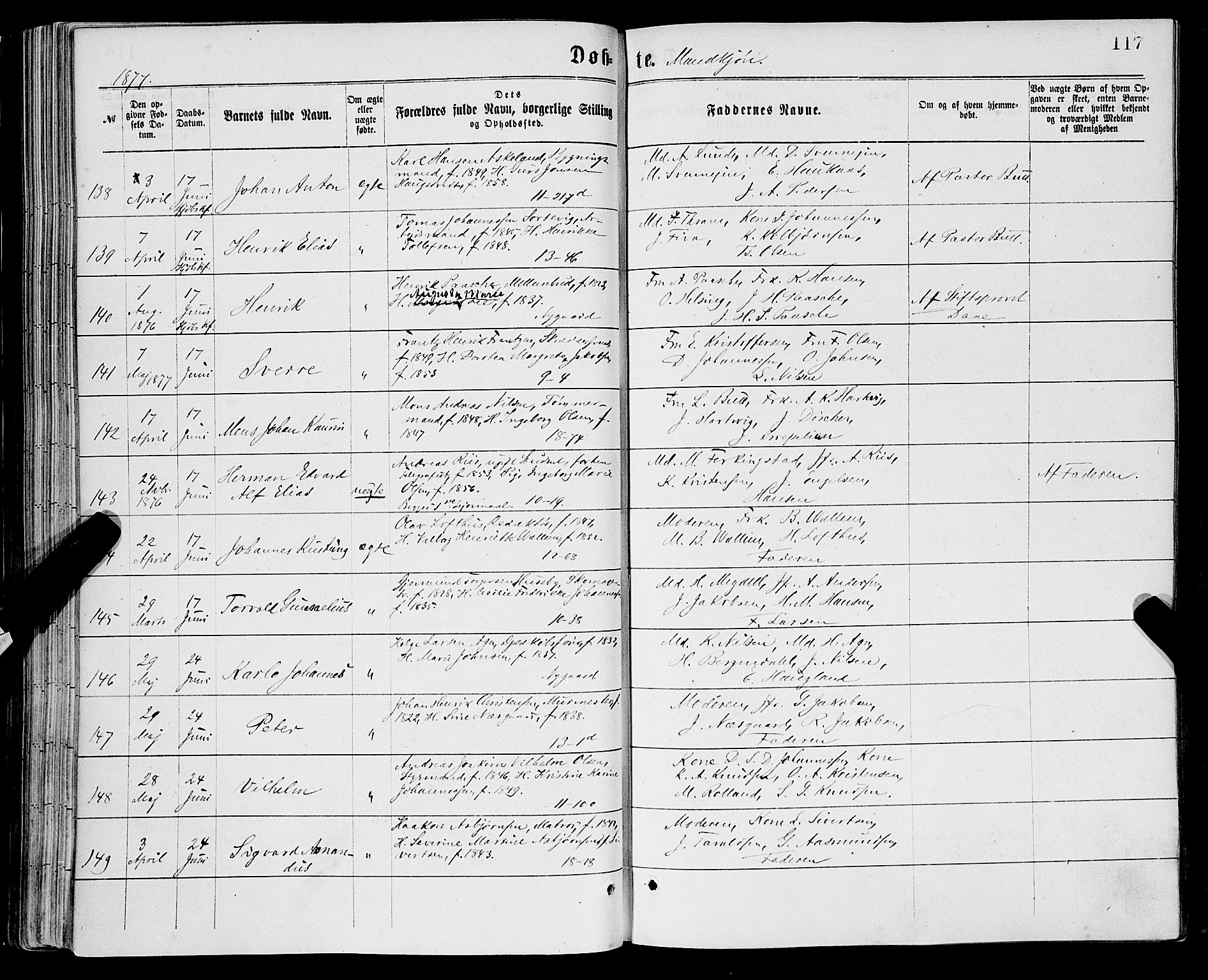 Domkirken sokneprestembete, SAB/A-74801/H/Haa/L0022: Parish register (official) no. B 5, 1872-1878, p. 117