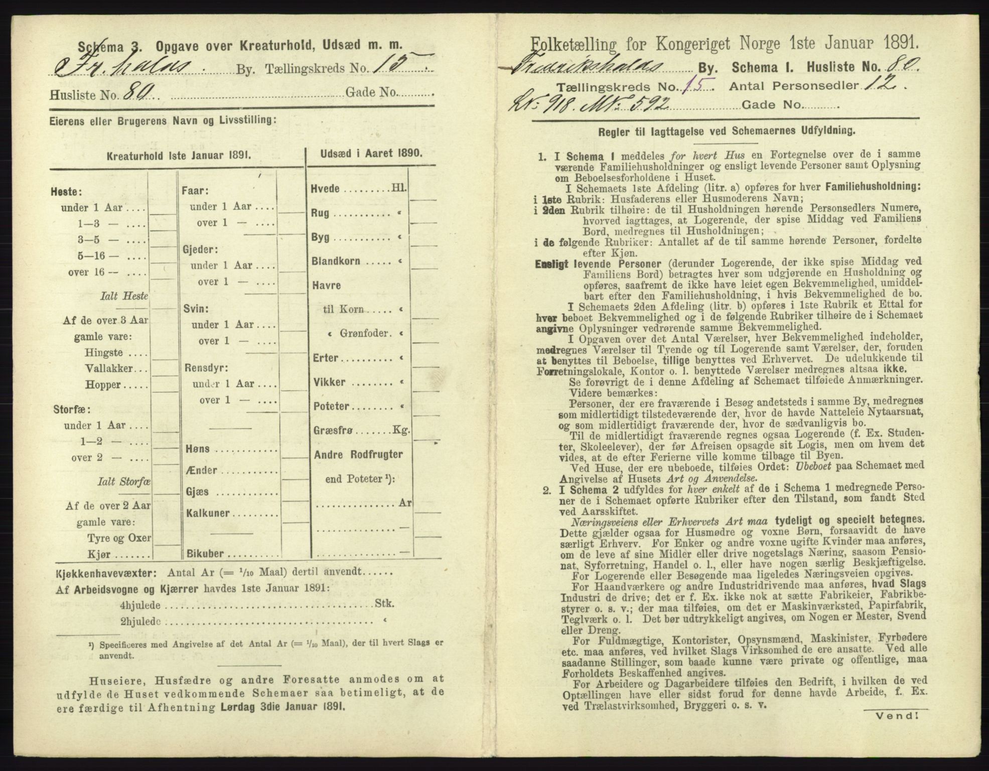 RA, 1891 census for 0101 Fredrikshald, 1891, p. 1472