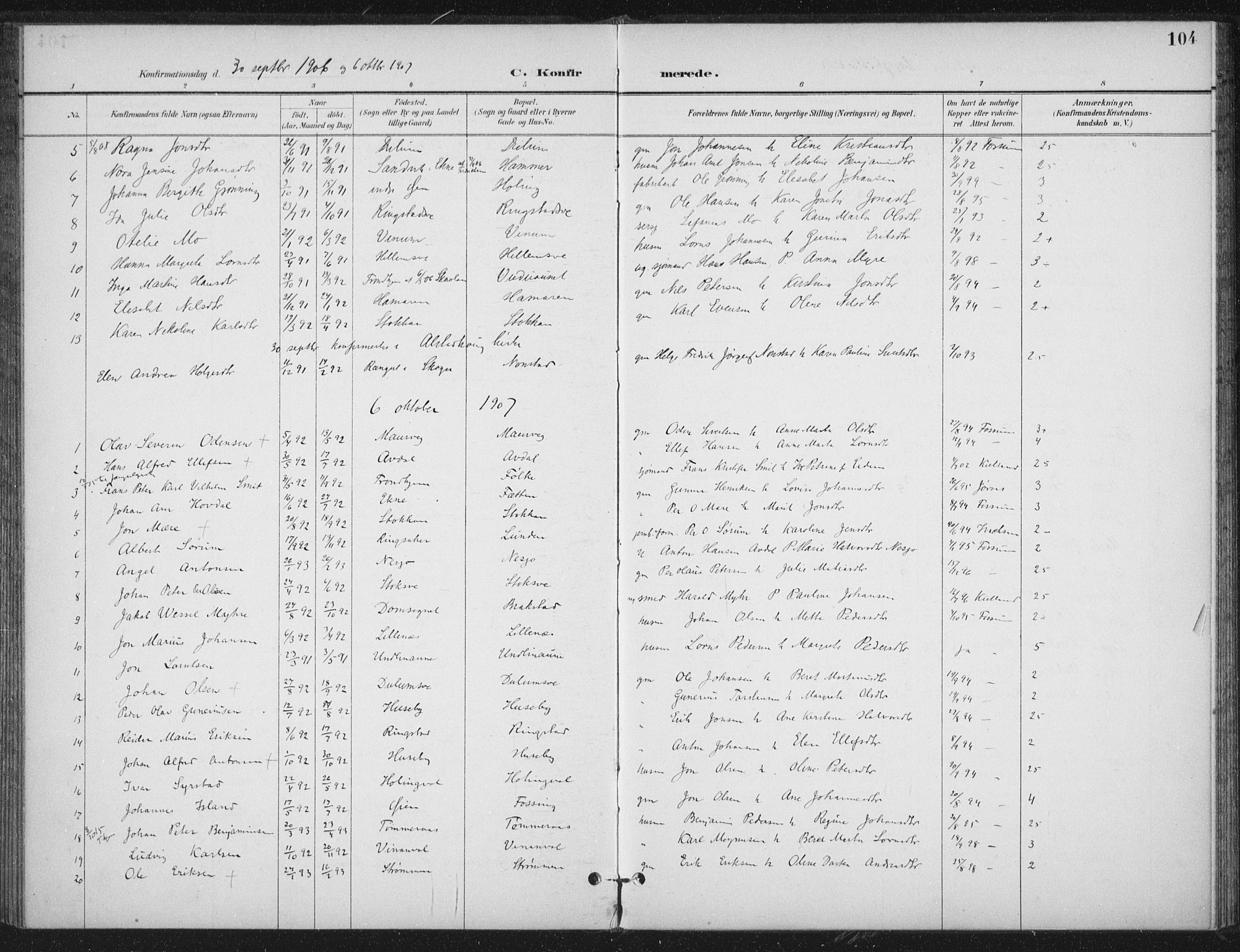 Ministerialprotokoller, klokkerbøker og fødselsregistre - Nord-Trøndelag, SAT/A-1458/714/L0131: Parish register (official) no. 714A02, 1896-1918, p. 104