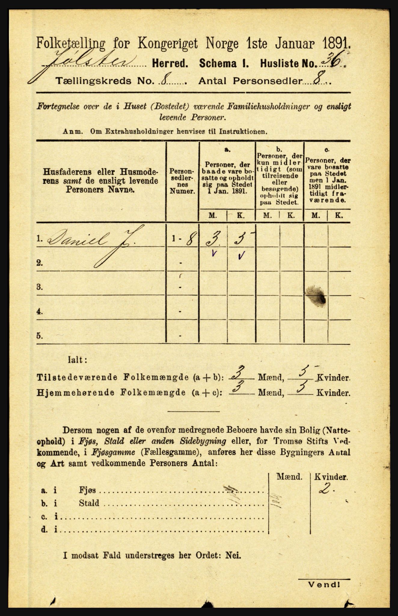 RA, 1891 census for 1431 Jølster, 1891, p. 2798