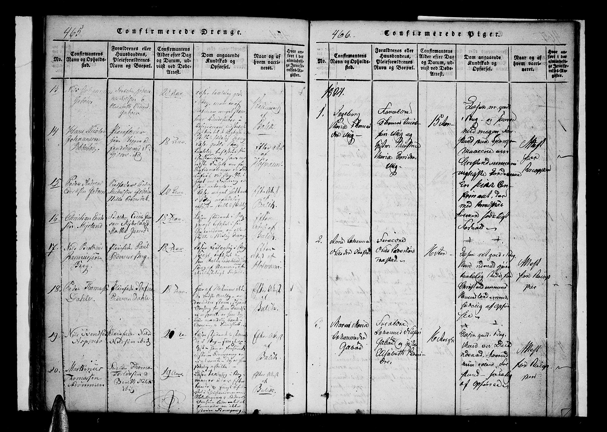 Kvæfjord sokneprestkontor, SATØ/S-1323/G/Ga/Gaa/L0002kirke: Parish register (official) no. 2, 1821-1830, p. 465-466