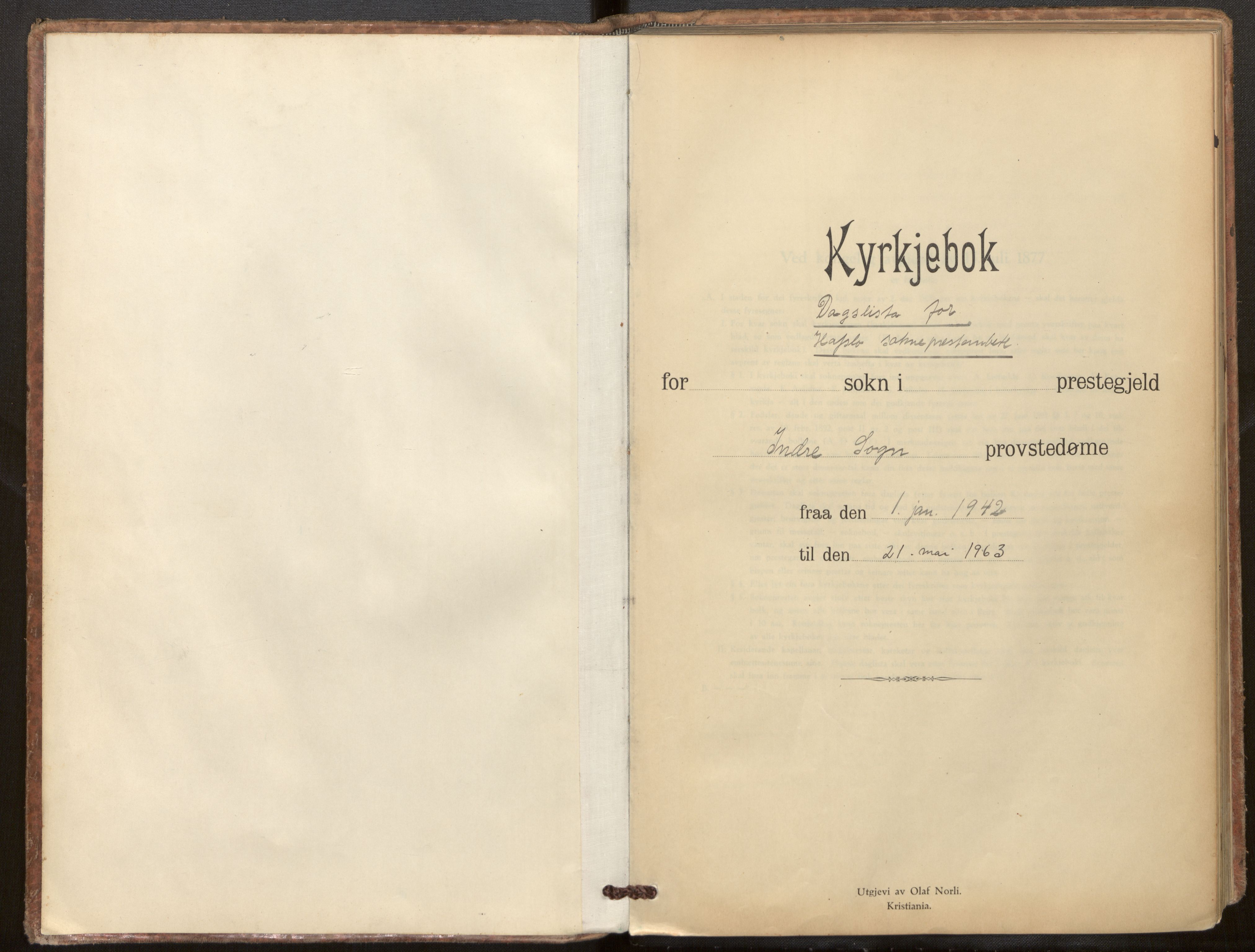 Hafslo sokneprestembete, SAB/A-80301/H/Haa/Haaf/L0005: Diary records no. F 5, 1942-1963