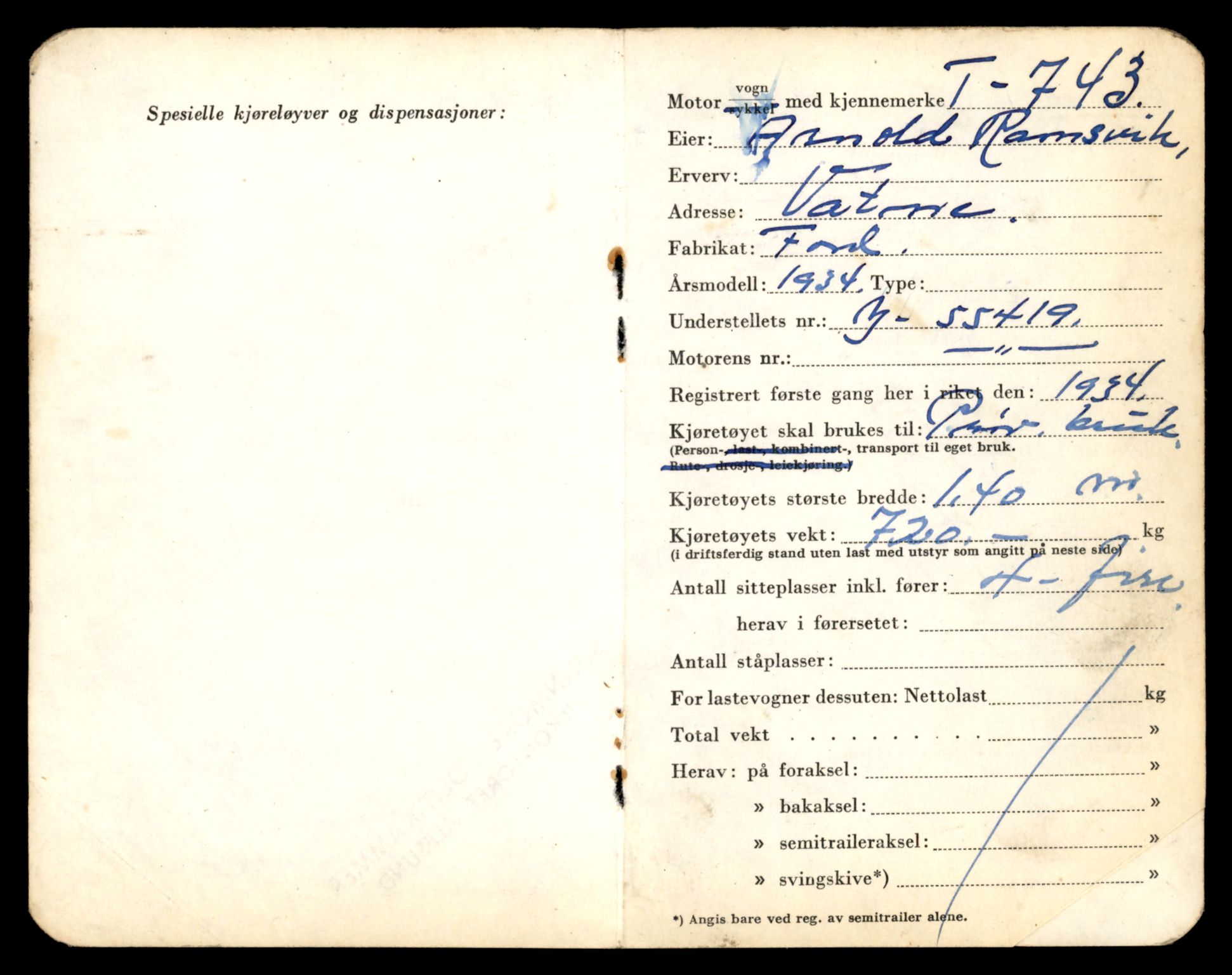 Møre og Romsdal vegkontor - Ålesund trafikkstasjon, AV/SAT-A-4099/F/Fe/L0007: Registreringskort for kjøretøy T 651 - T 746, 1927-1998, p. 2971