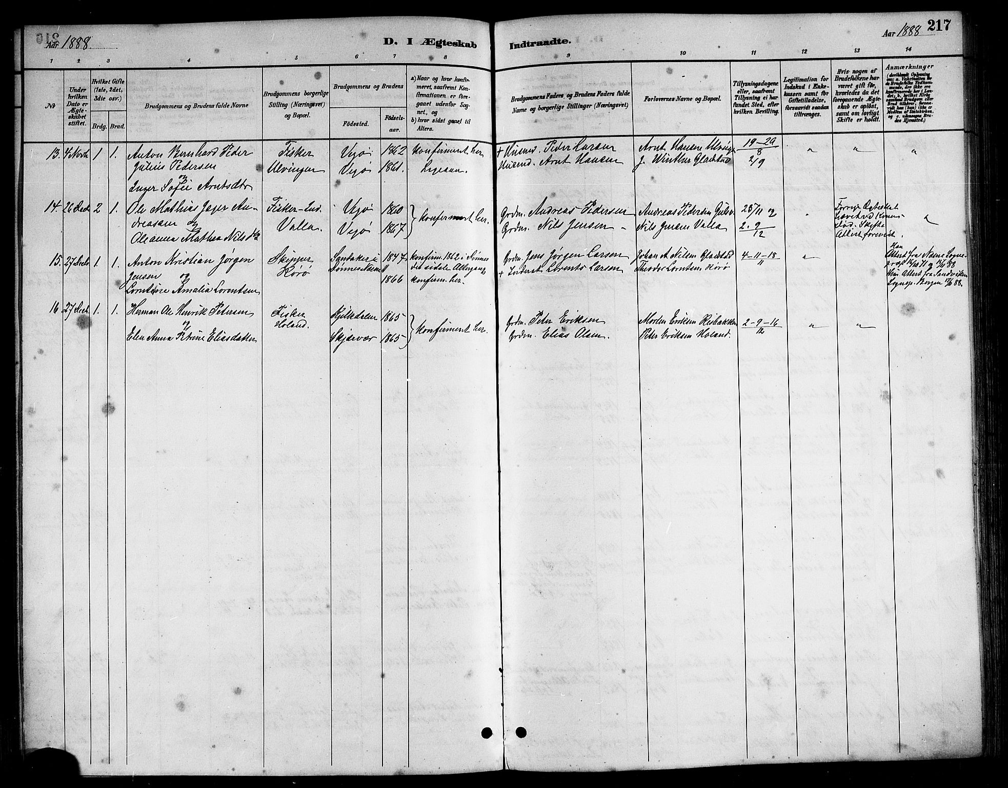 Ministerialprotokoller, klokkerbøker og fødselsregistre - Nordland, AV/SAT-A-1459/816/L0253: Parish register (copy) no. 816C03, 1886-1905, p. 217