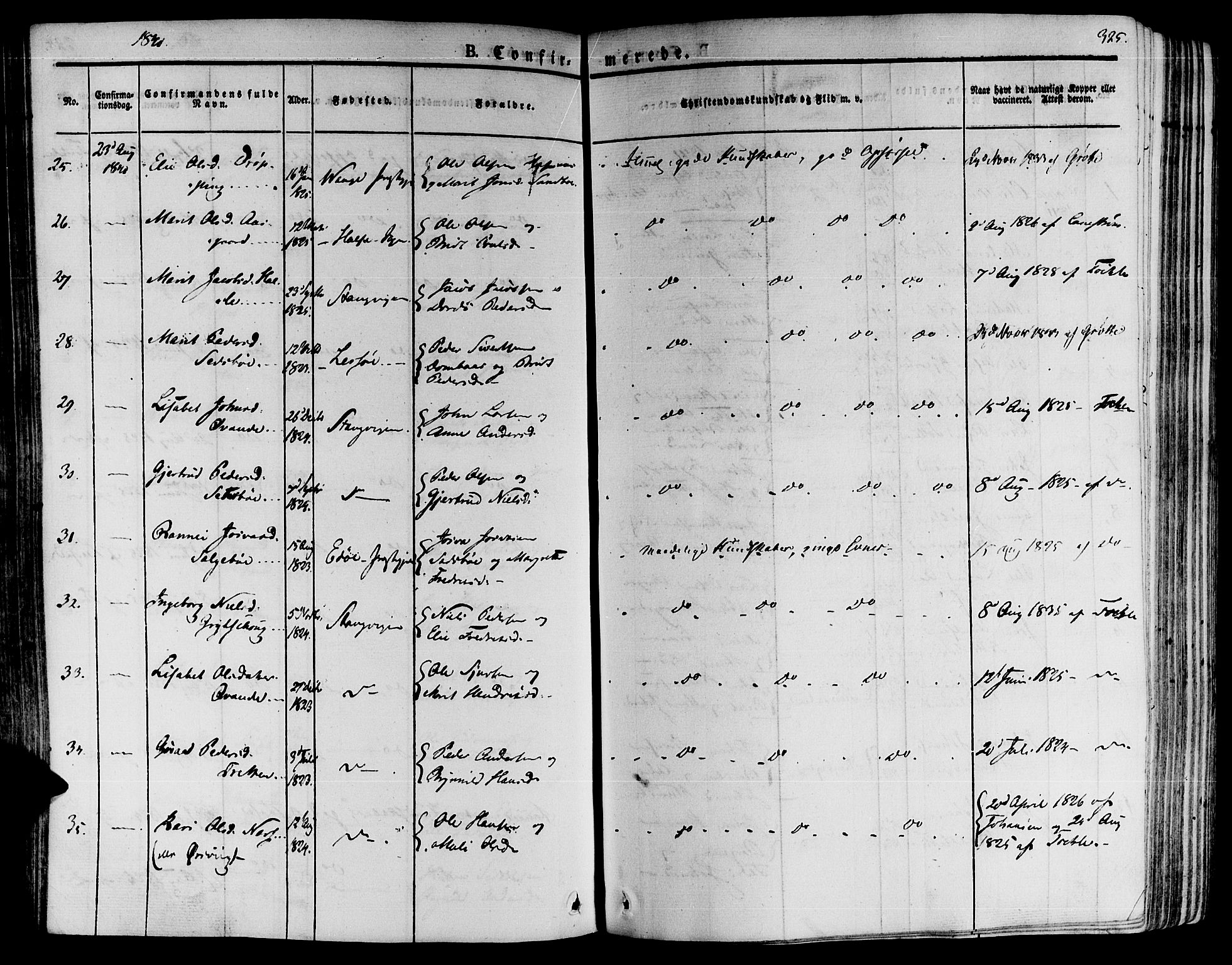 Ministerialprotokoller, klokkerbøker og fødselsregistre - Møre og Romsdal, SAT/A-1454/592/L1024: Parish register (official) no. 592A03 /1, 1831-1849, p. 325