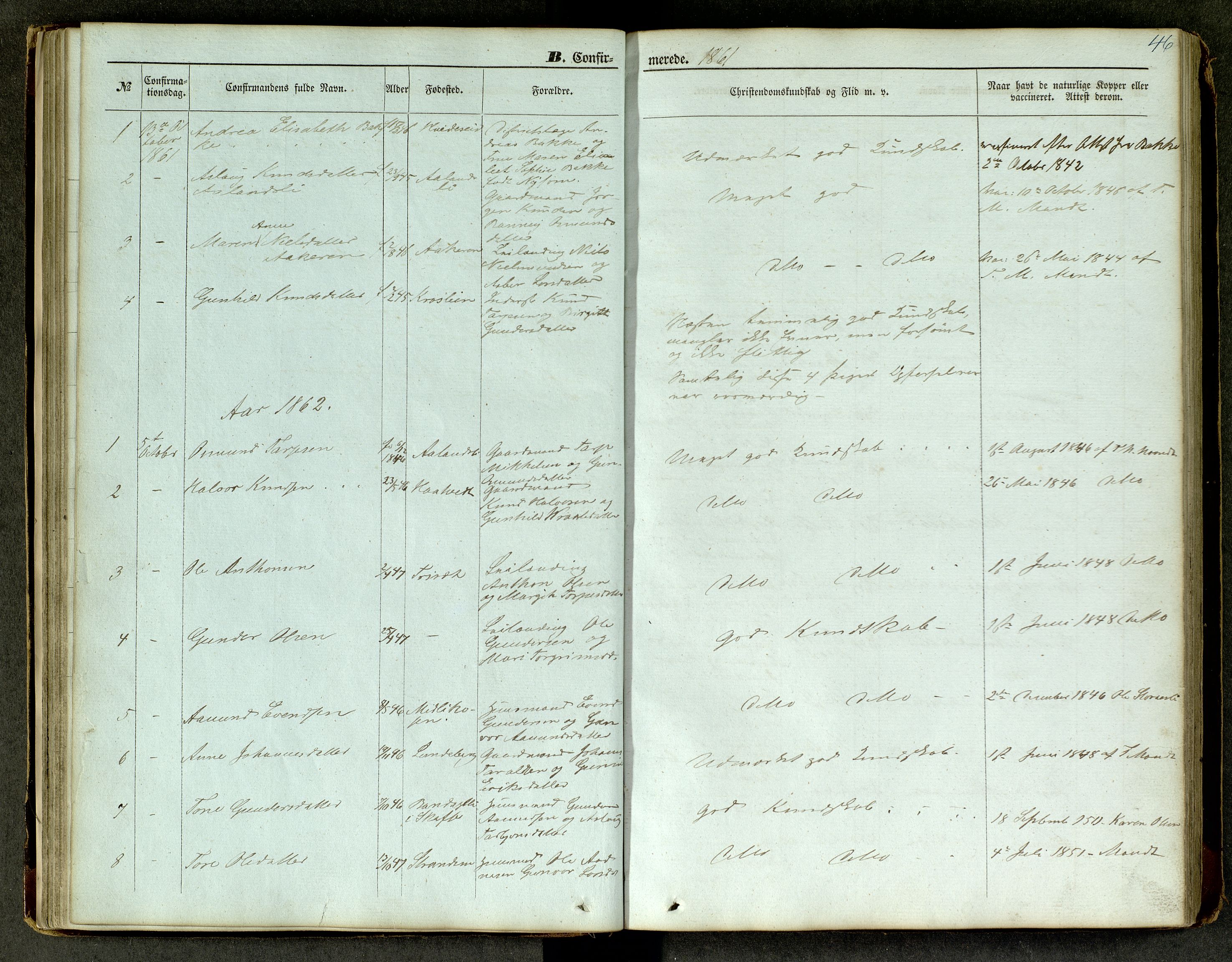 Lårdal kirkebøker, SAKO/A-284/G/Ga/L0002: Parish register (copy) no. I 2, 1861-1890, p. 46