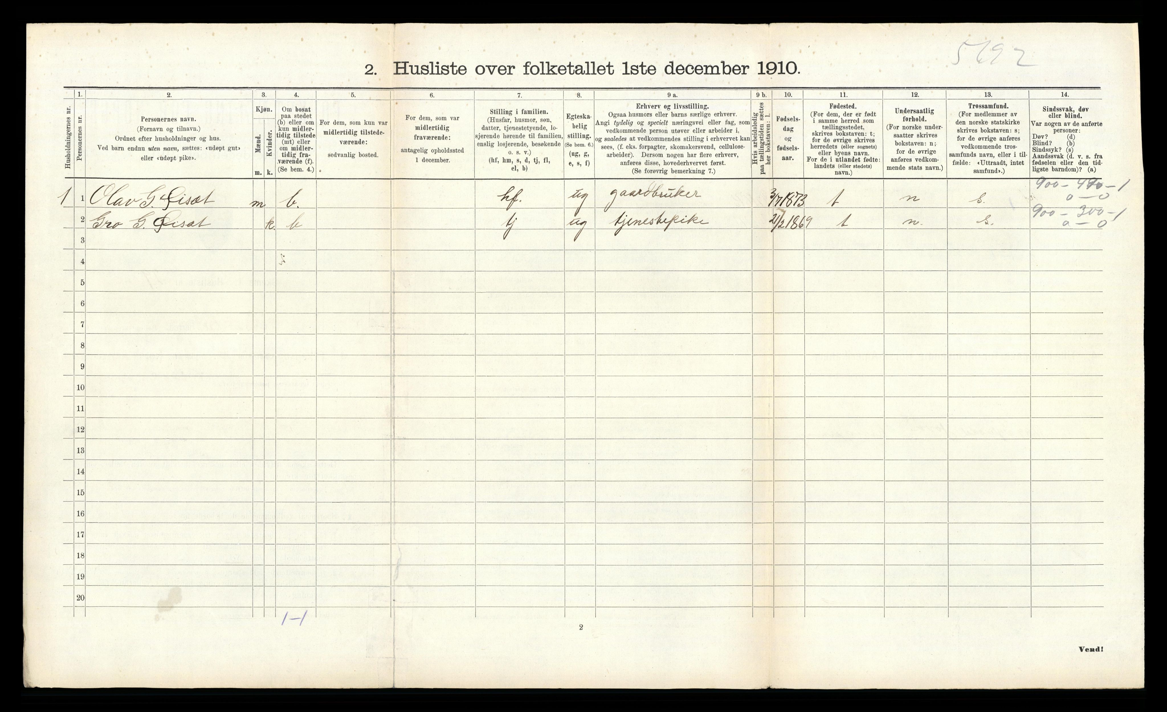 RA, 1910 census for Fyresdal, 1910, p. 416