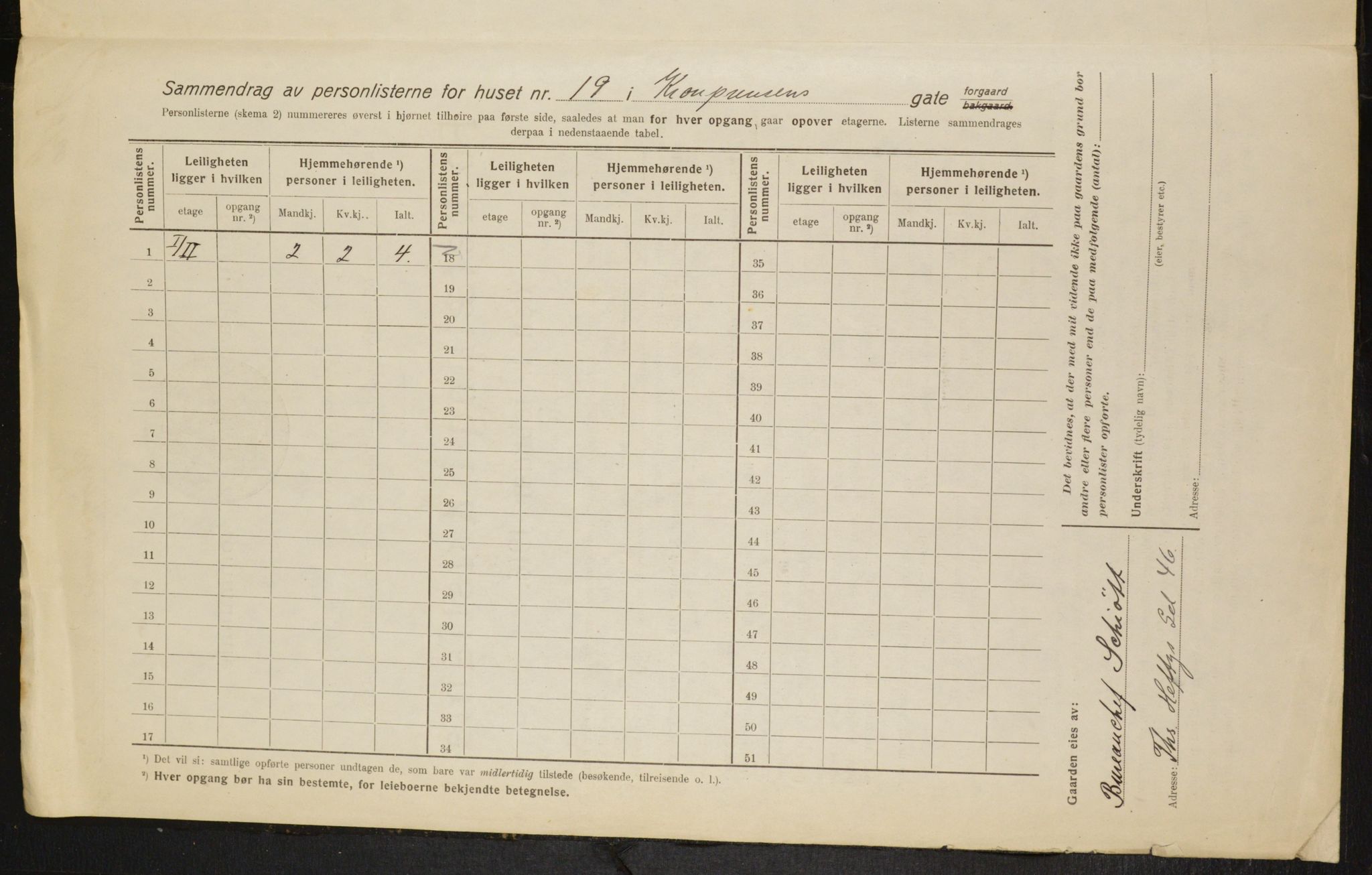 OBA, Municipal Census 1916 for Kristiania, 1916, p. 55875