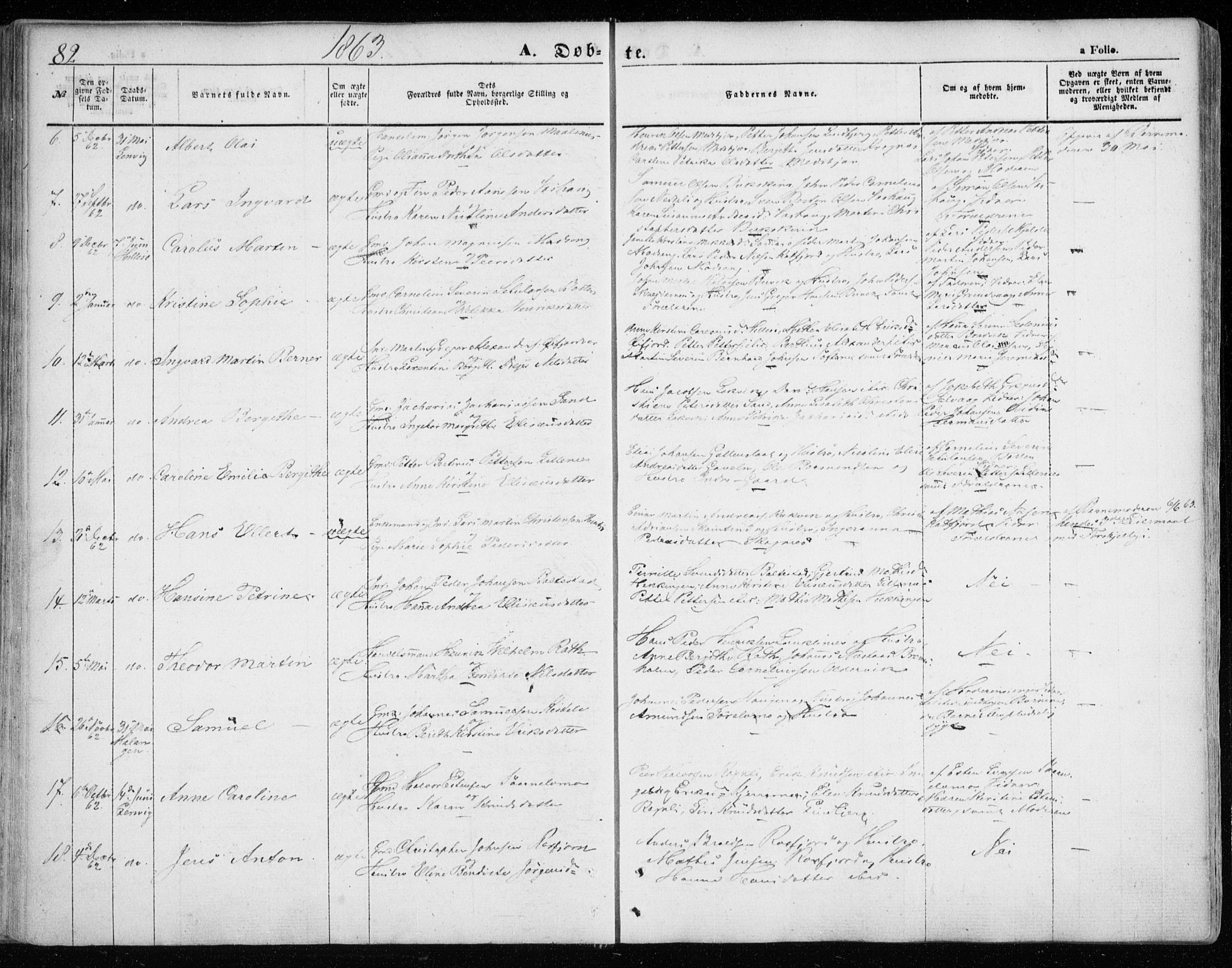 Lenvik sokneprestembete, SATØ/S-1310/H/Ha/Haa/L0007kirke: Parish register (official) no. 7, 1855-1865, p. 82