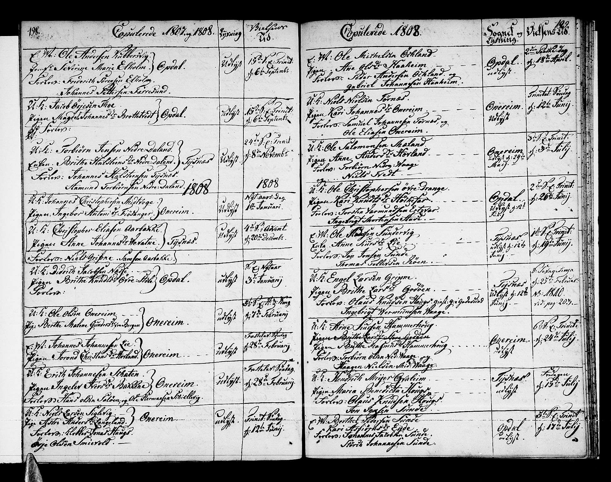 Tysnes sokneprestembete, SAB/A-78601/H/Haa: Parish register (official) no. A 6, 1804-1816, p. 198-199