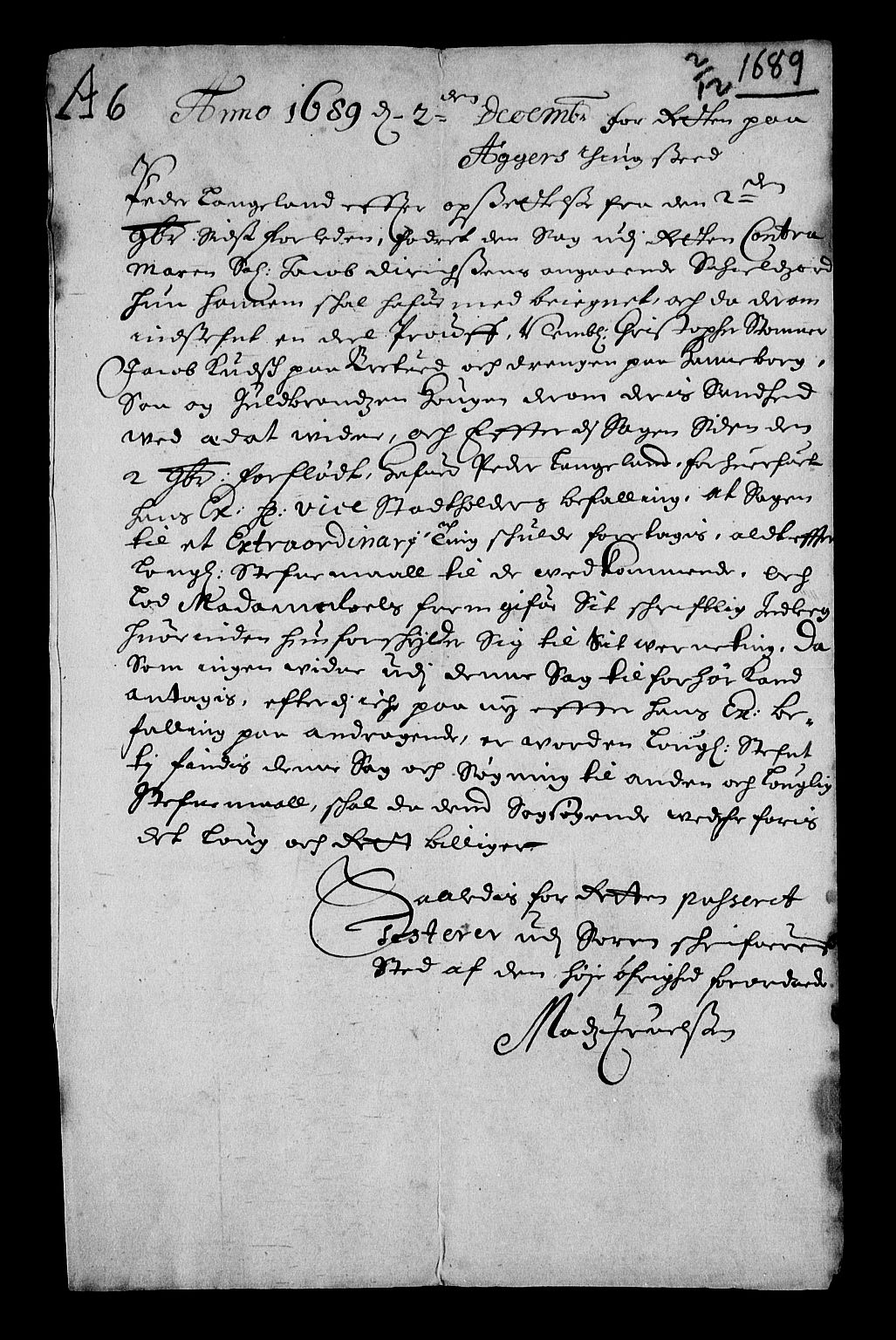 Stattholderembetet 1572-1771, RA/EA-2870/Af/L0003: Avskrifter av vedlegg til originale supplikker, nummerert i samsvar med supplikkbøkene, 1689-1691, p. 63