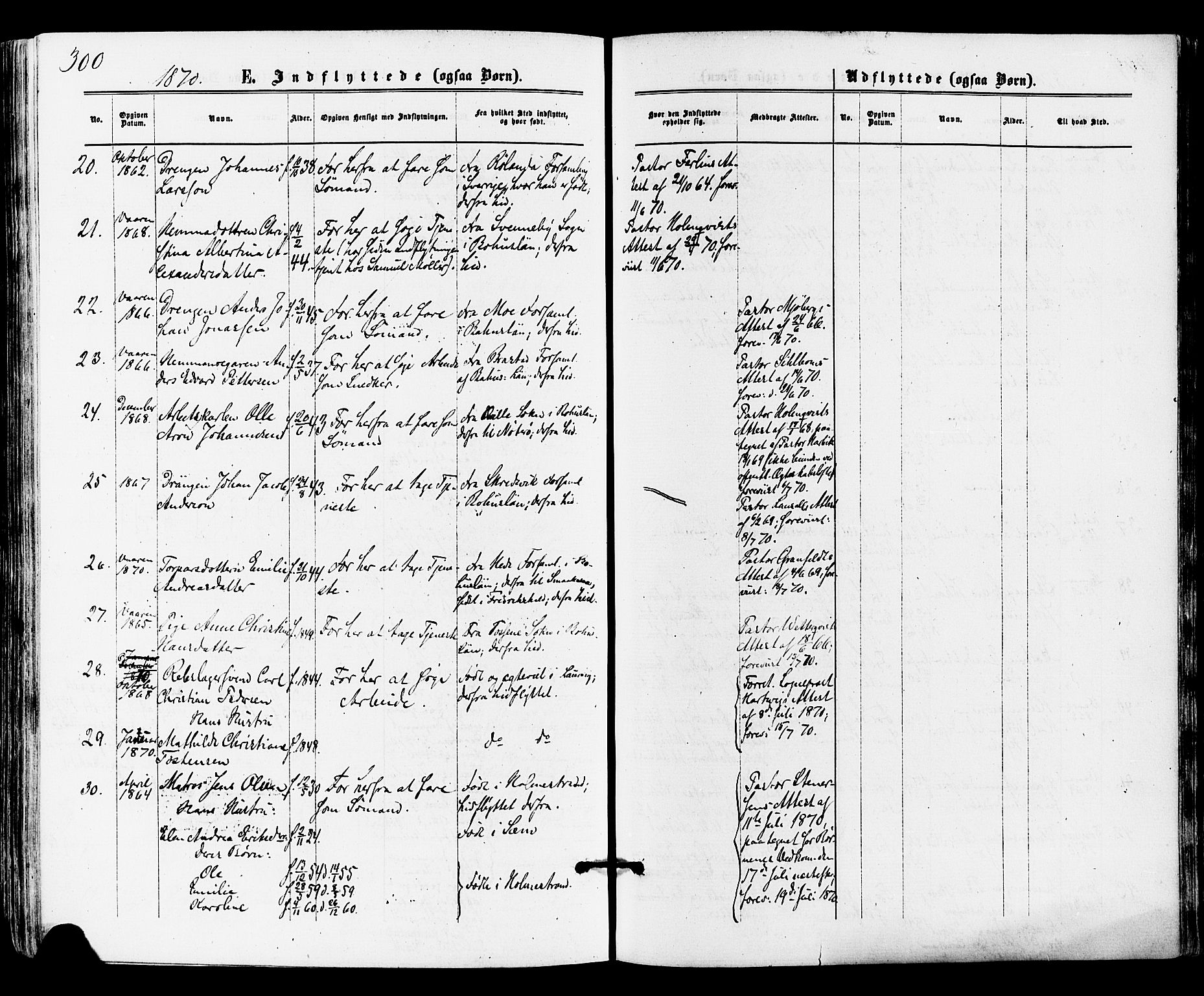 Tønsberg kirkebøker, AV/SAKO-A-330/F/Fa/L0009: Parish register (official) no. I 9, 1865-1873, p. 300