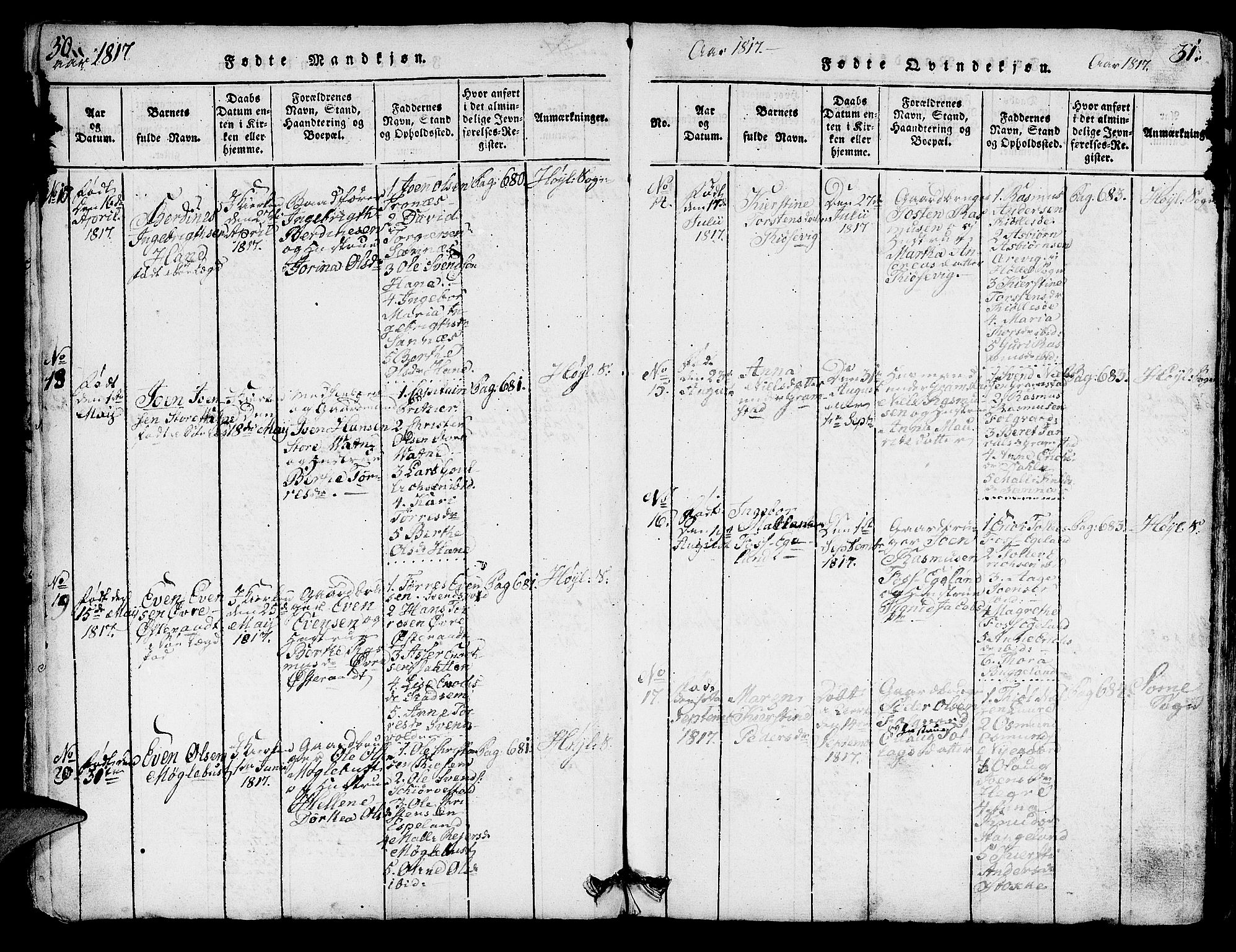 Høyland sokneprestkontor, SAST/A-101799/001/30BA/L0006: Parish register (official) no. A 6, 1815-1825, p. 30-31