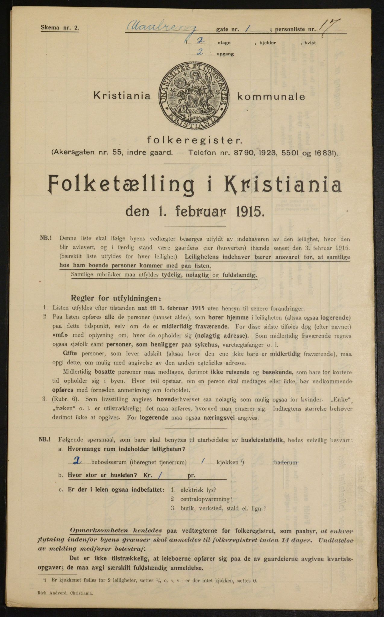 OBA, Municipal Census 1915 for Kristiania, 1915, p. 126138