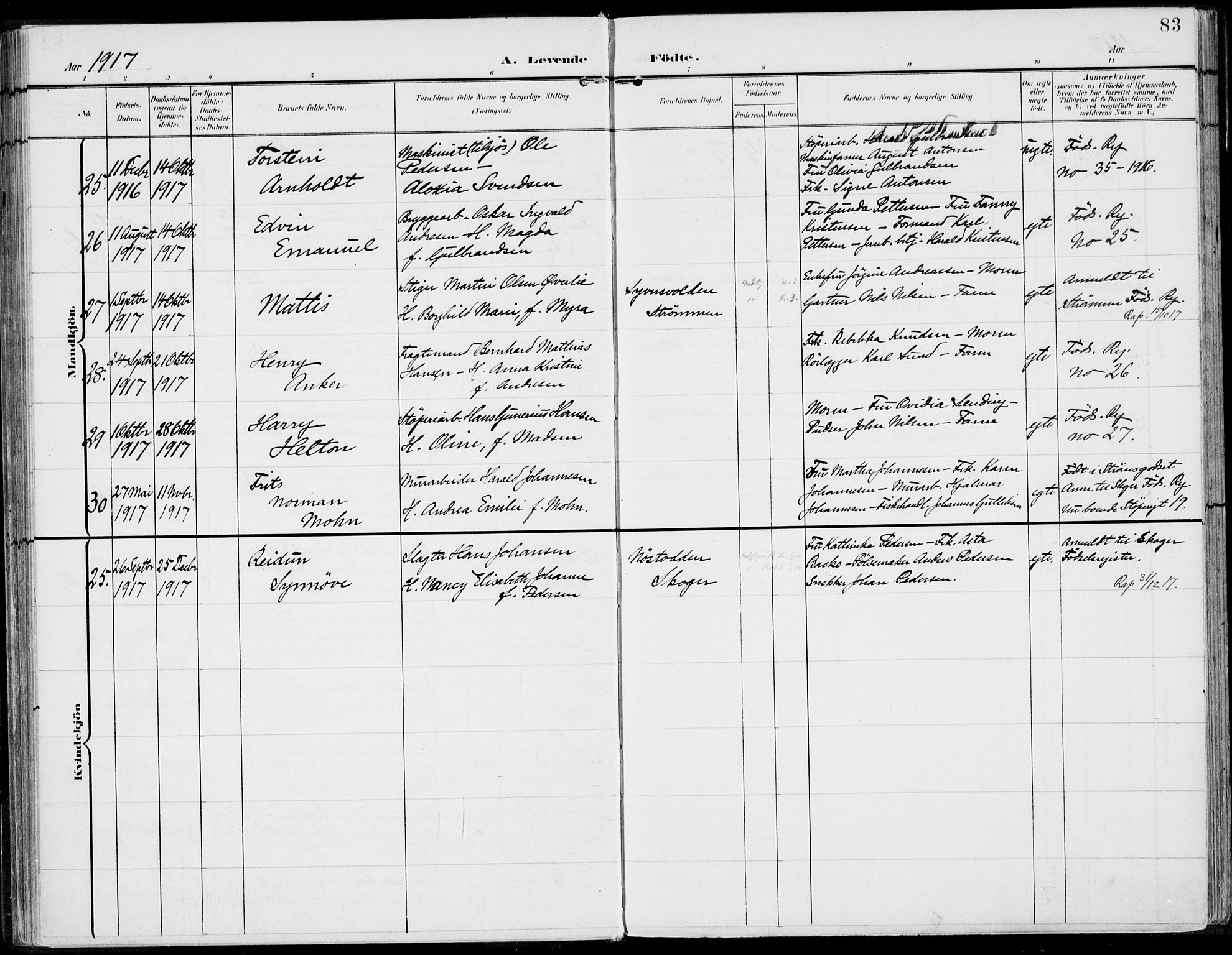 Strømsø kirkebøker, AV/SAKO-A-246/F/Fb/L0008: Parish register (official) no. II 8, 1902-1933, p. 83