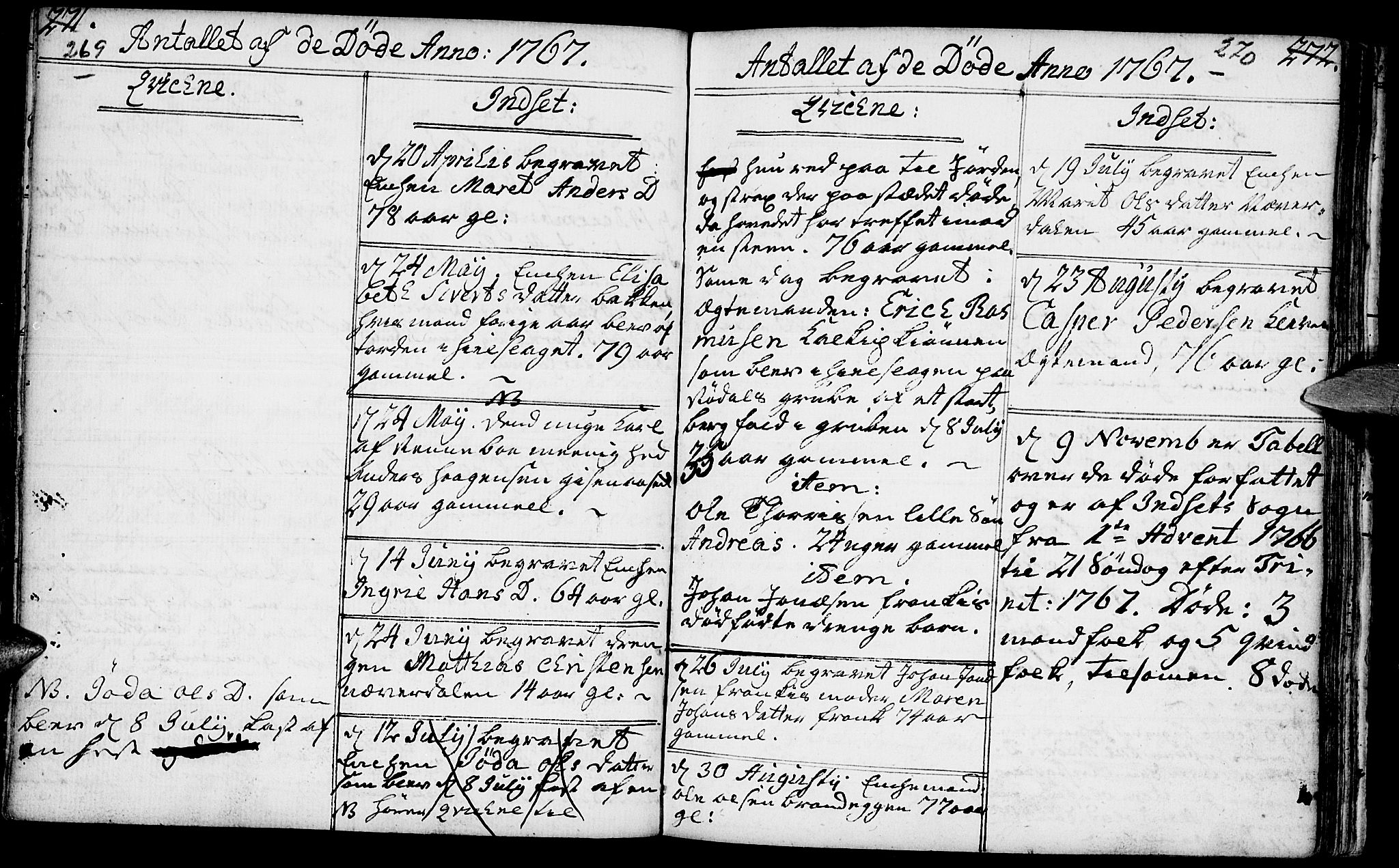 Kvikne prestekontor, SAH/PREST-064/H/Ha/Haa/L0002: Parish register (official) no. 2, 1764-1784, p. 269-270