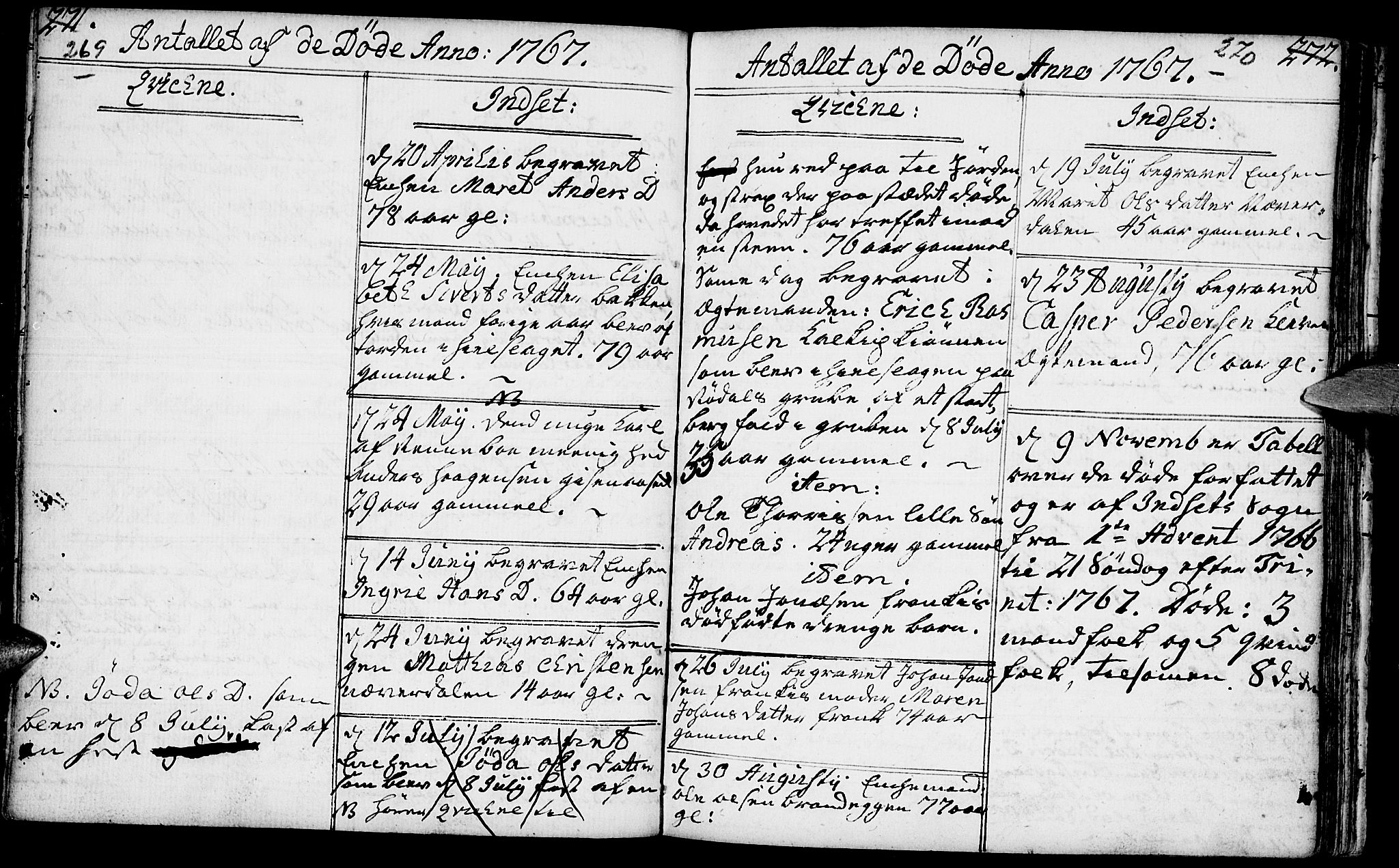 Kvikne prestekontor, AV/SAH-PREST-064/H/Ha/Haa/L0002: Parish register (official) no. 2, 1764-1784, p. 269-270