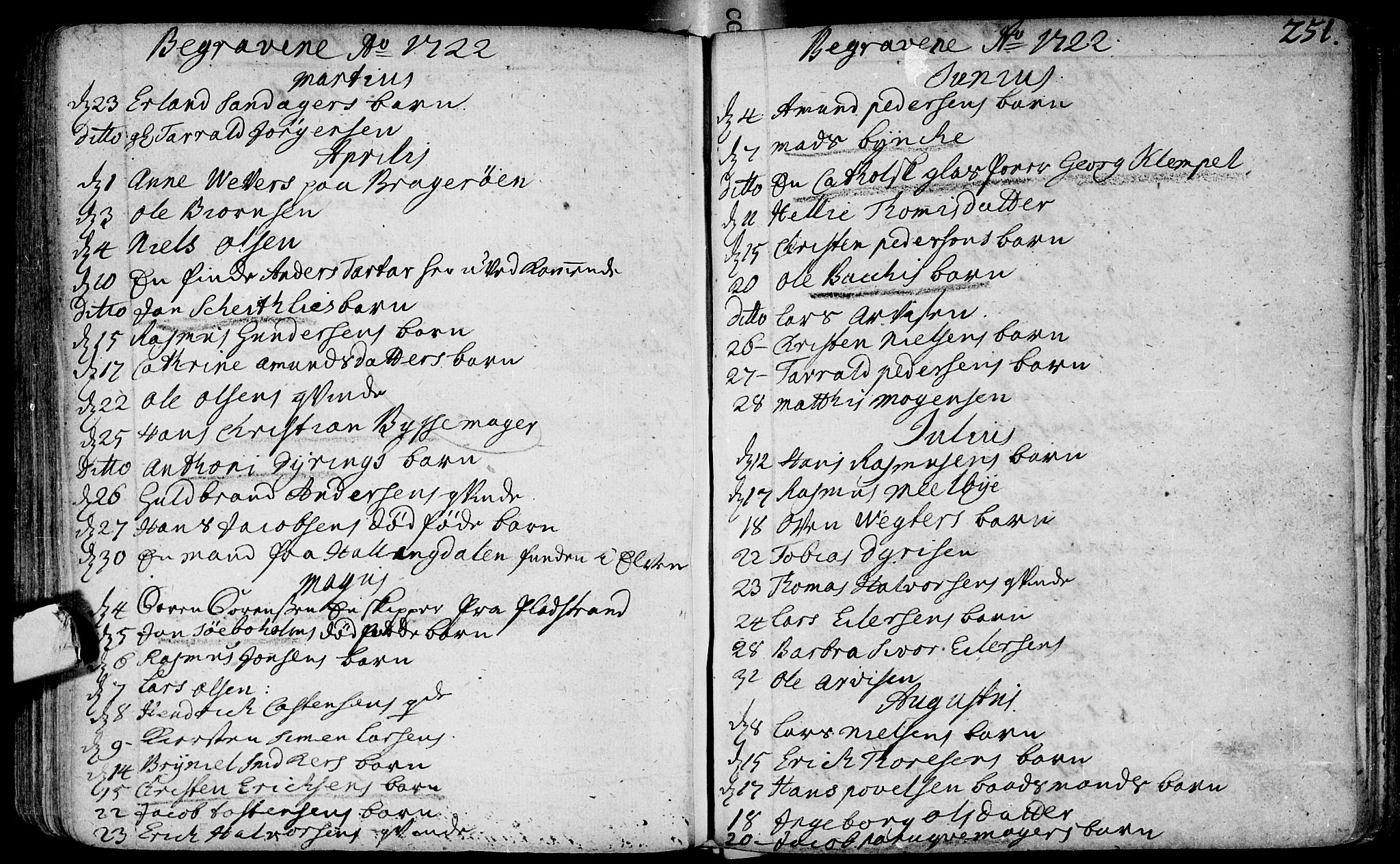 Bragernes kirkebøker, SAKO/A-6/F/Fa/L0003: Parish register (official) no. I 3, 1706-1734, p. 251