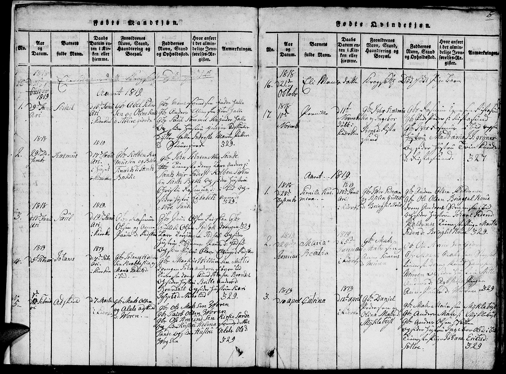 Ministerialprotokoller, klokkerbøker og fødselsregistre - Møre og Romsdal, SAT/A-1454/503/L0046: Parish register (copy) no. 503C01, 1816-1842, p. 8