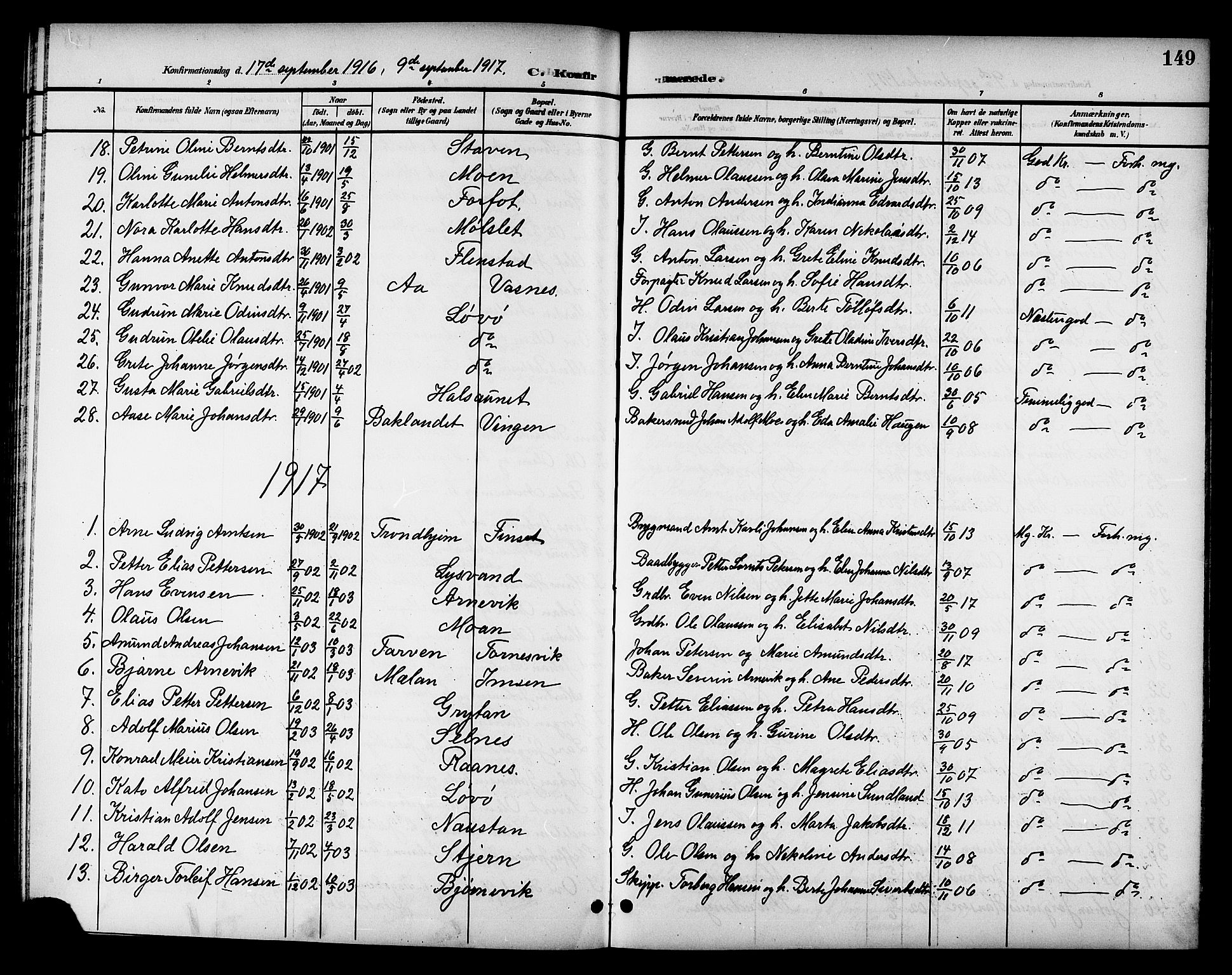 Ministerialprotokoller, klokkerbøker og fødselsregistre - Sør-Trøndelag, SAT/A-1456/655/L0688: Parish register (copy) no. 655C04, 1899-1922, p. 149