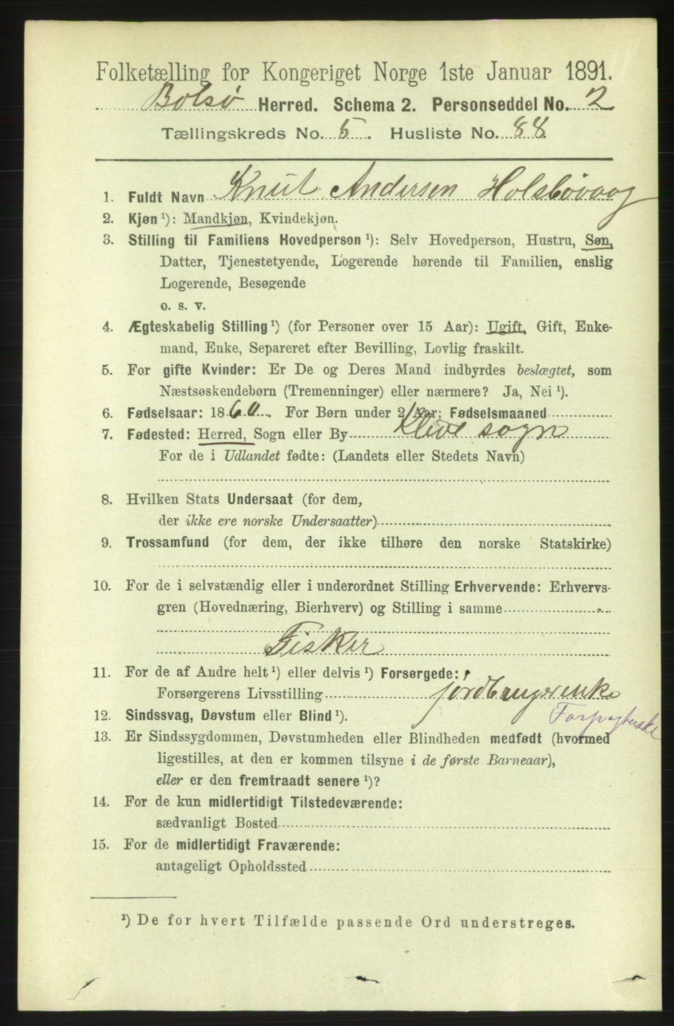 RA, 1891 census for 1544 Bolsøy, 1891, p. 3687