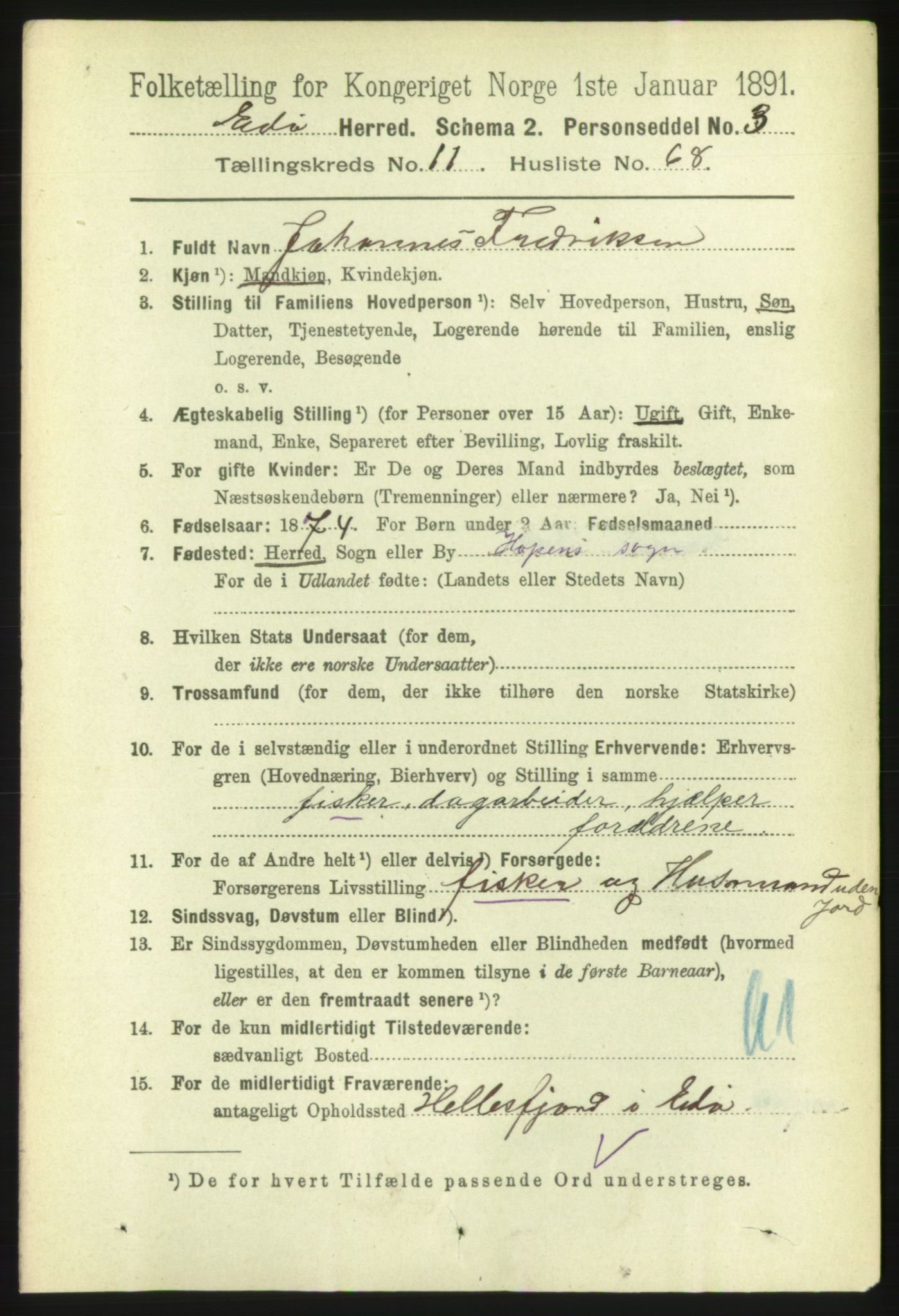 RA, 1891 census for 1573 Edøy, 1891, p. 3321