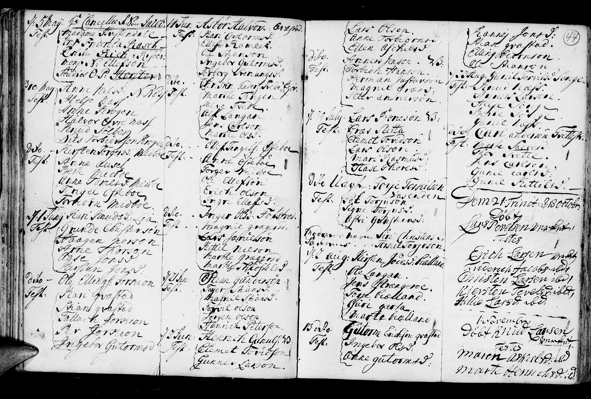 Holt sokneprestkontor, AV/SAK-1111-0021/F/Fb/L0005: Parish register (copy) no. B 5, 1746-1764, p. 44