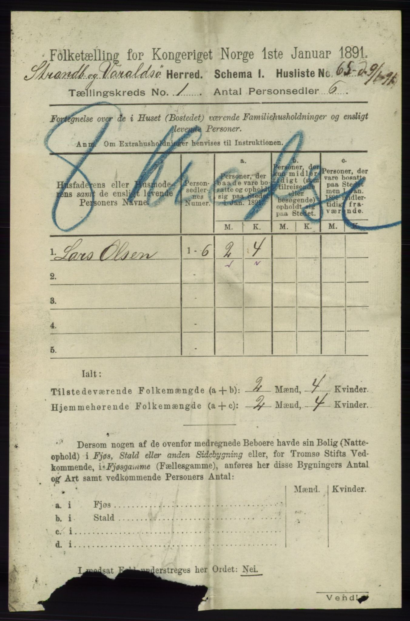 RA, 1891 census for 1226 Strandebarm og Varaldsøy, 1891, p. 88