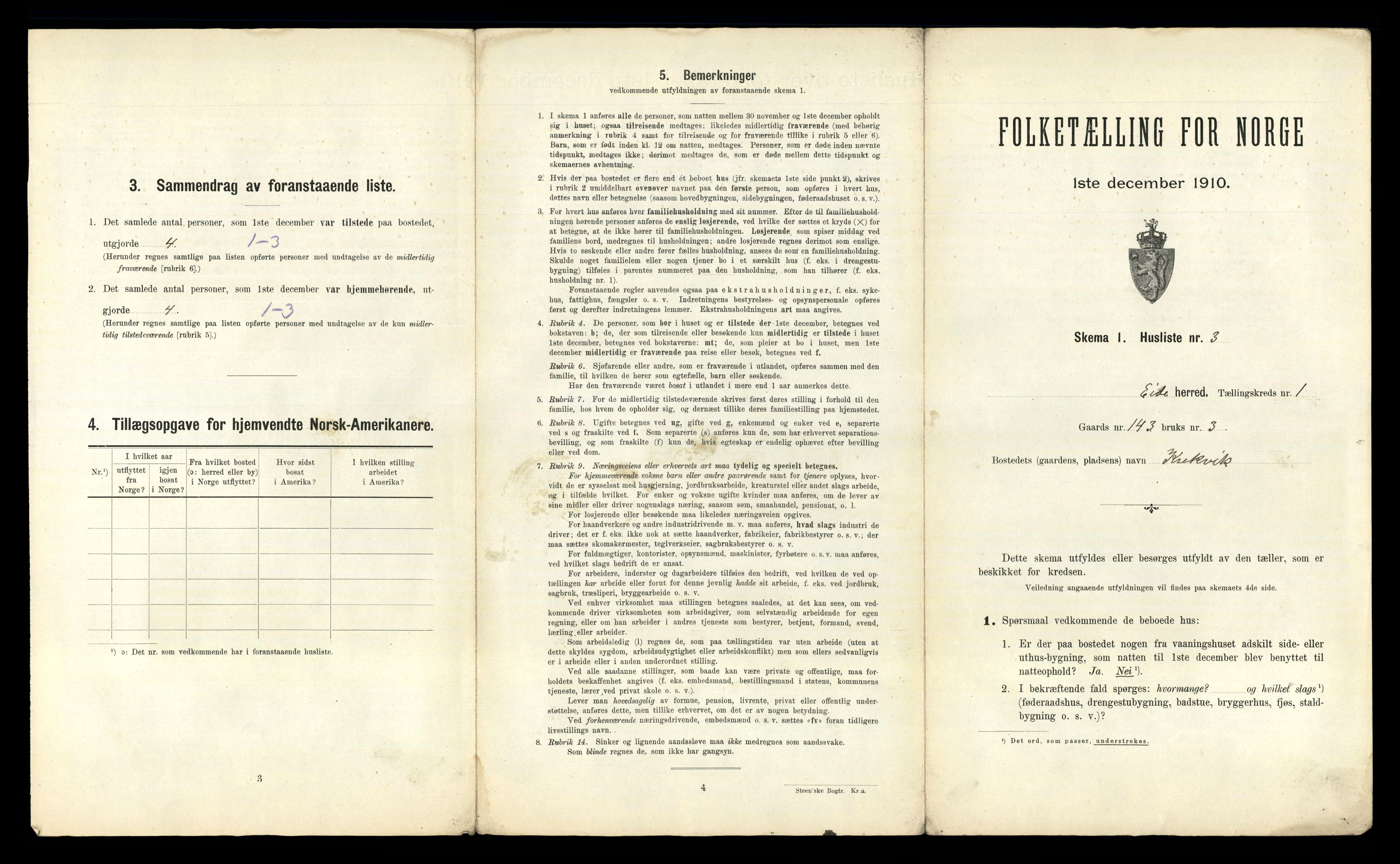 RA, 1910 census for Eide, 1910, p. 33