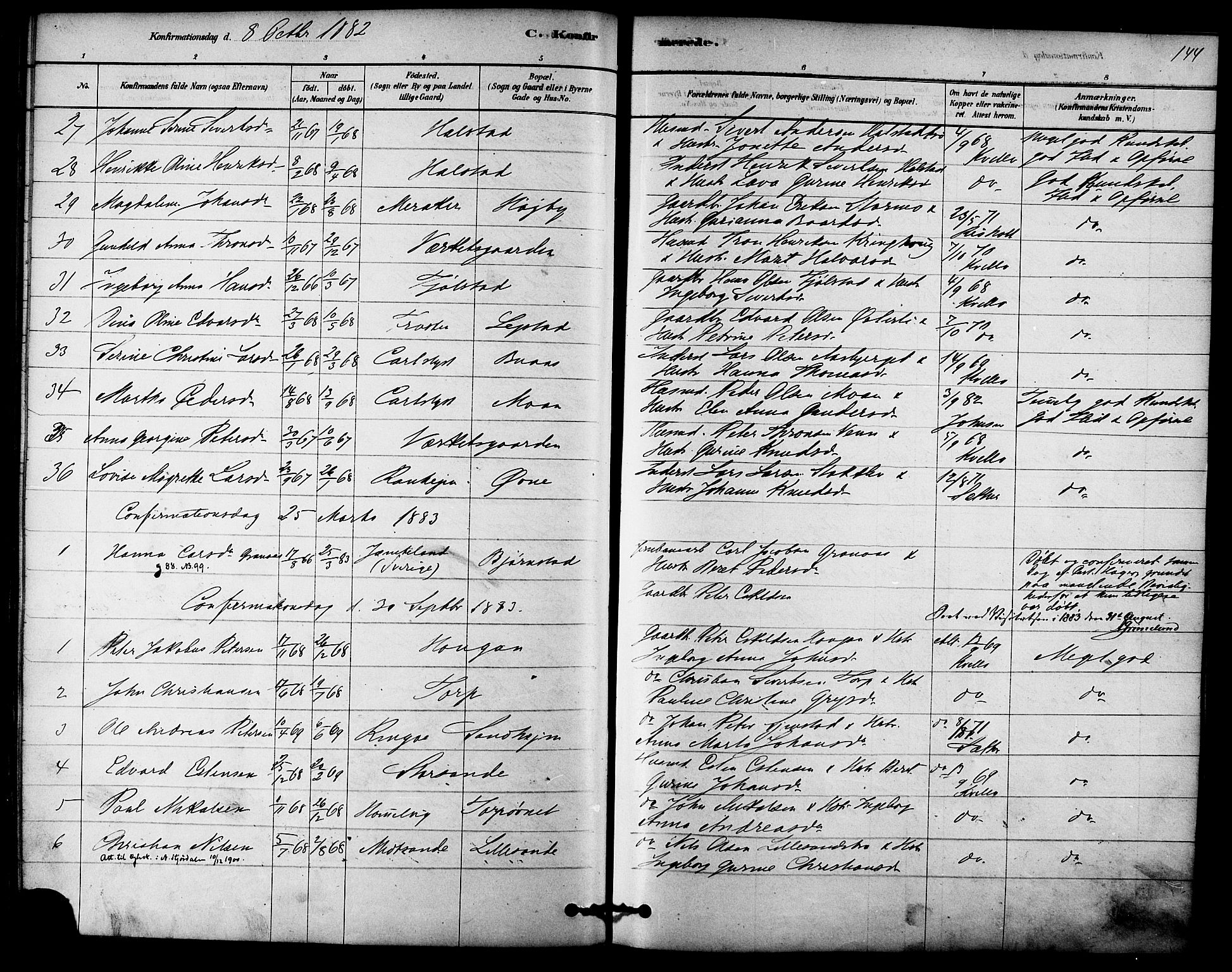 Ministerialprotokoller, klokkerbøker og fødselsregistre - Sør-Trøndelag, SAT/A-1456/616/L0410: Parish register (official) no. 616A07, 1878-1893, p. 144