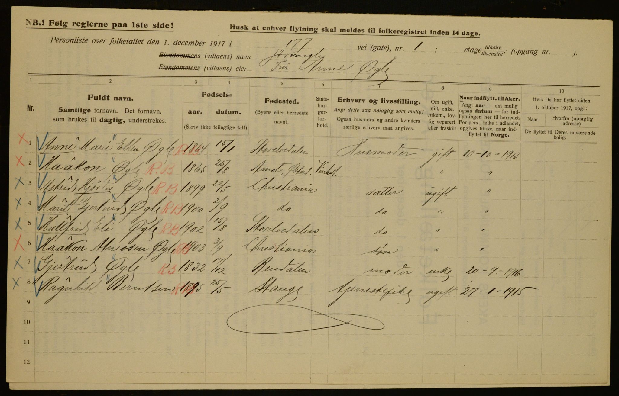 OBA, Municipal Census 1917 for Aker, 1917, p. 28