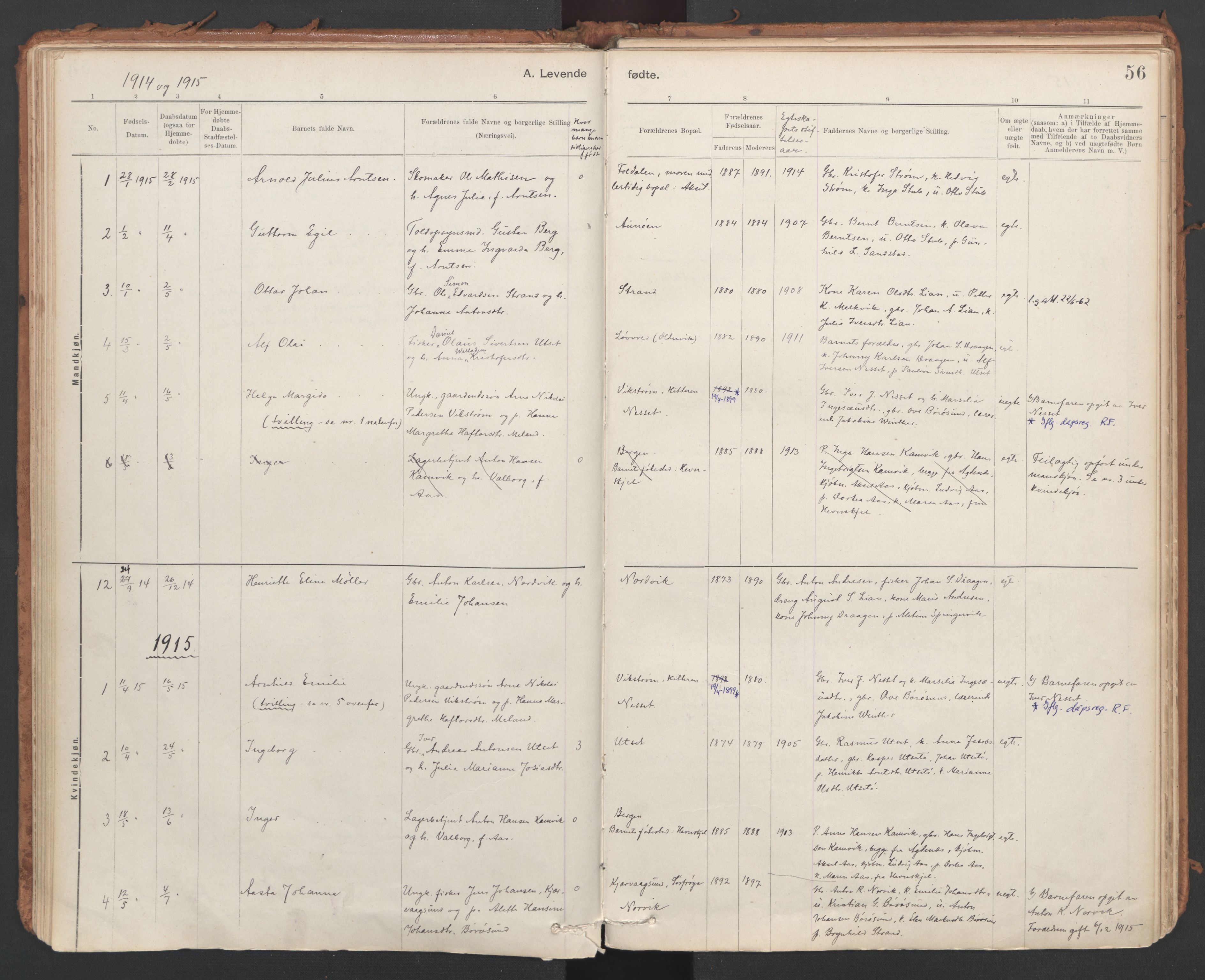 Ministerialprotokoller, klokkerbøker og fødselsregistre - Sør-Trøndelag, SAT/A-1456/639/L0572: Parish register (official) no. 639A01, 1890-1920, p. 56