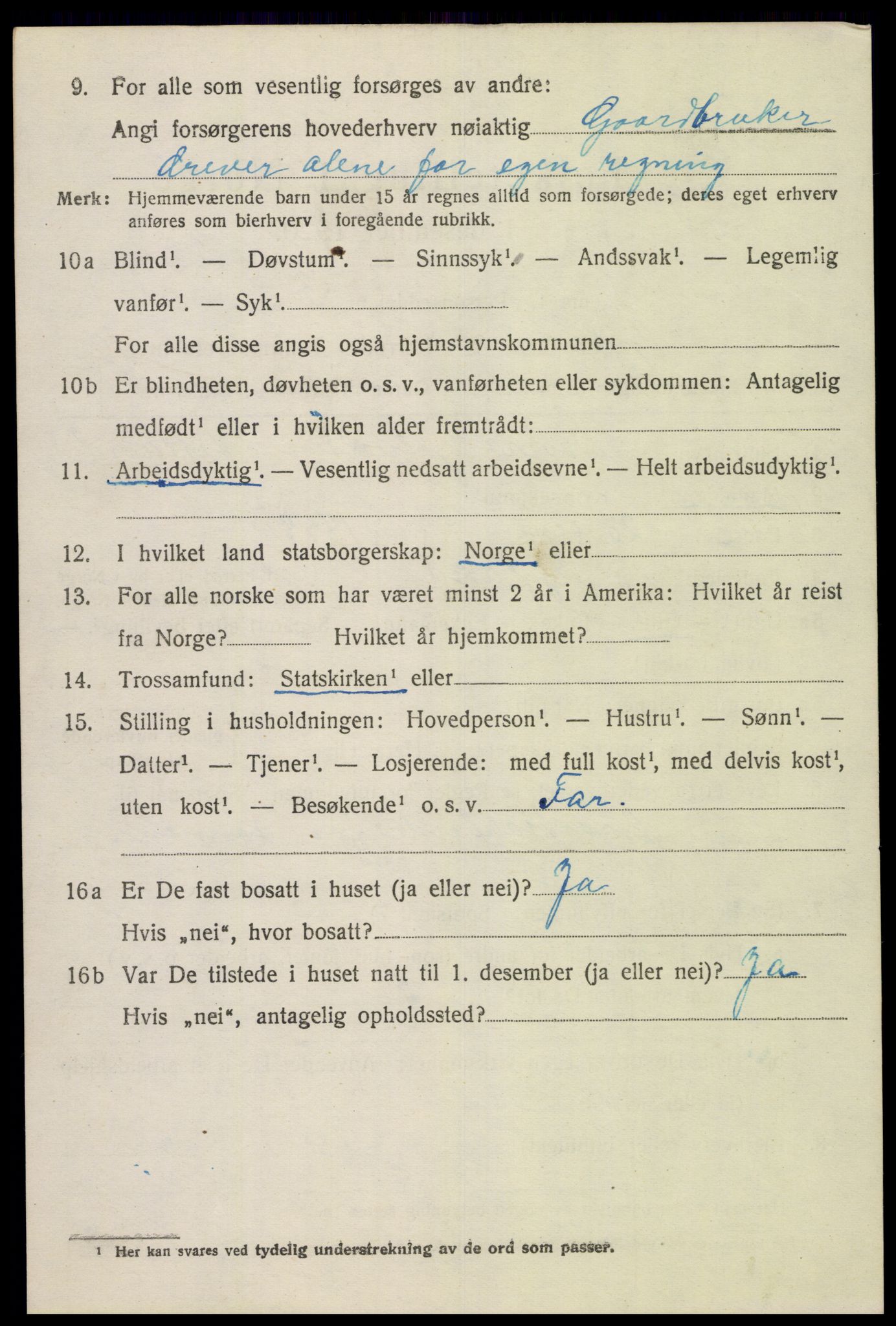 SAK, 1920 census for Gyland, 1920, p. 2177