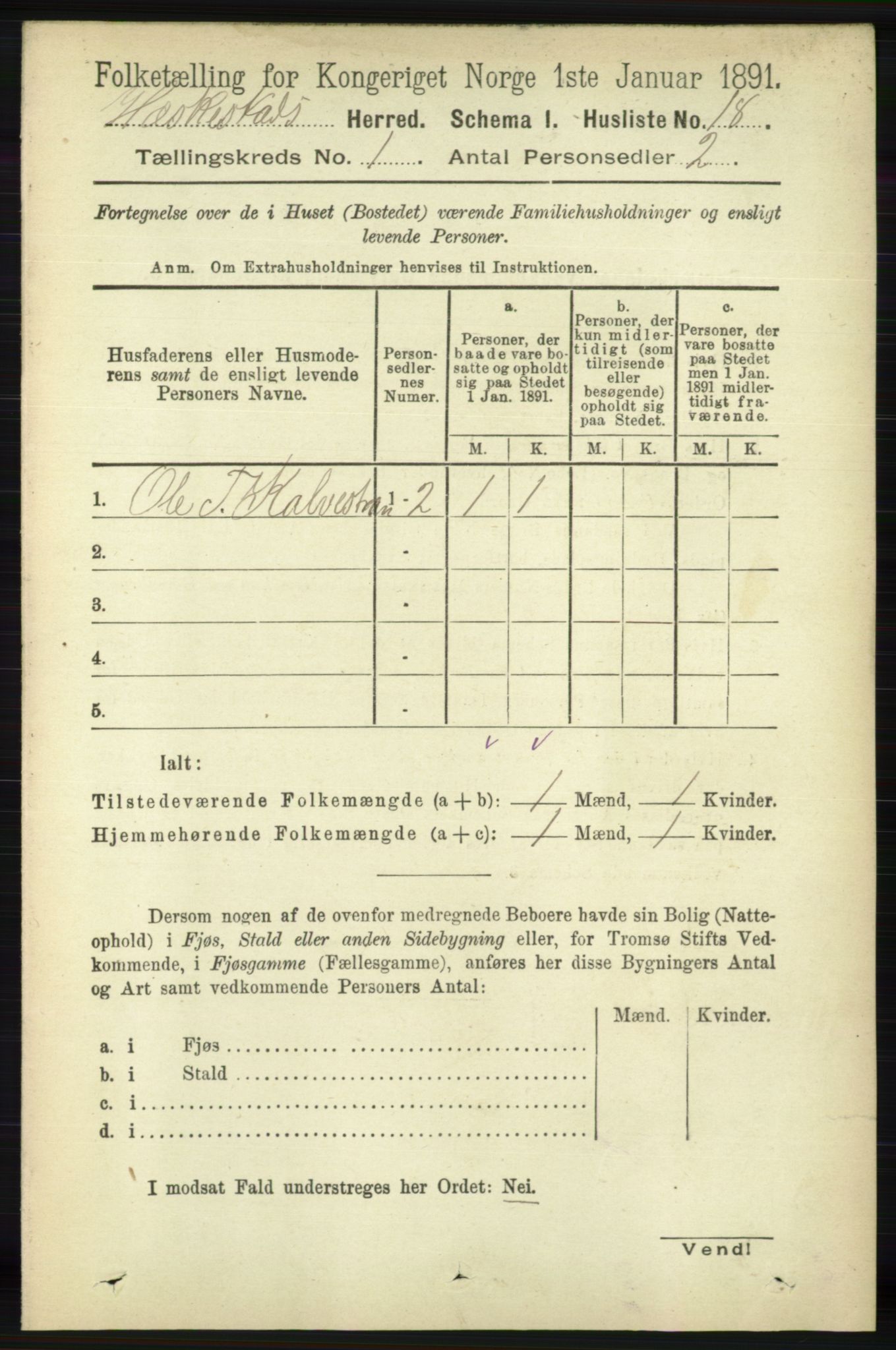 RA, 1891 census for 1113 Heskestad, 1891, p. 36