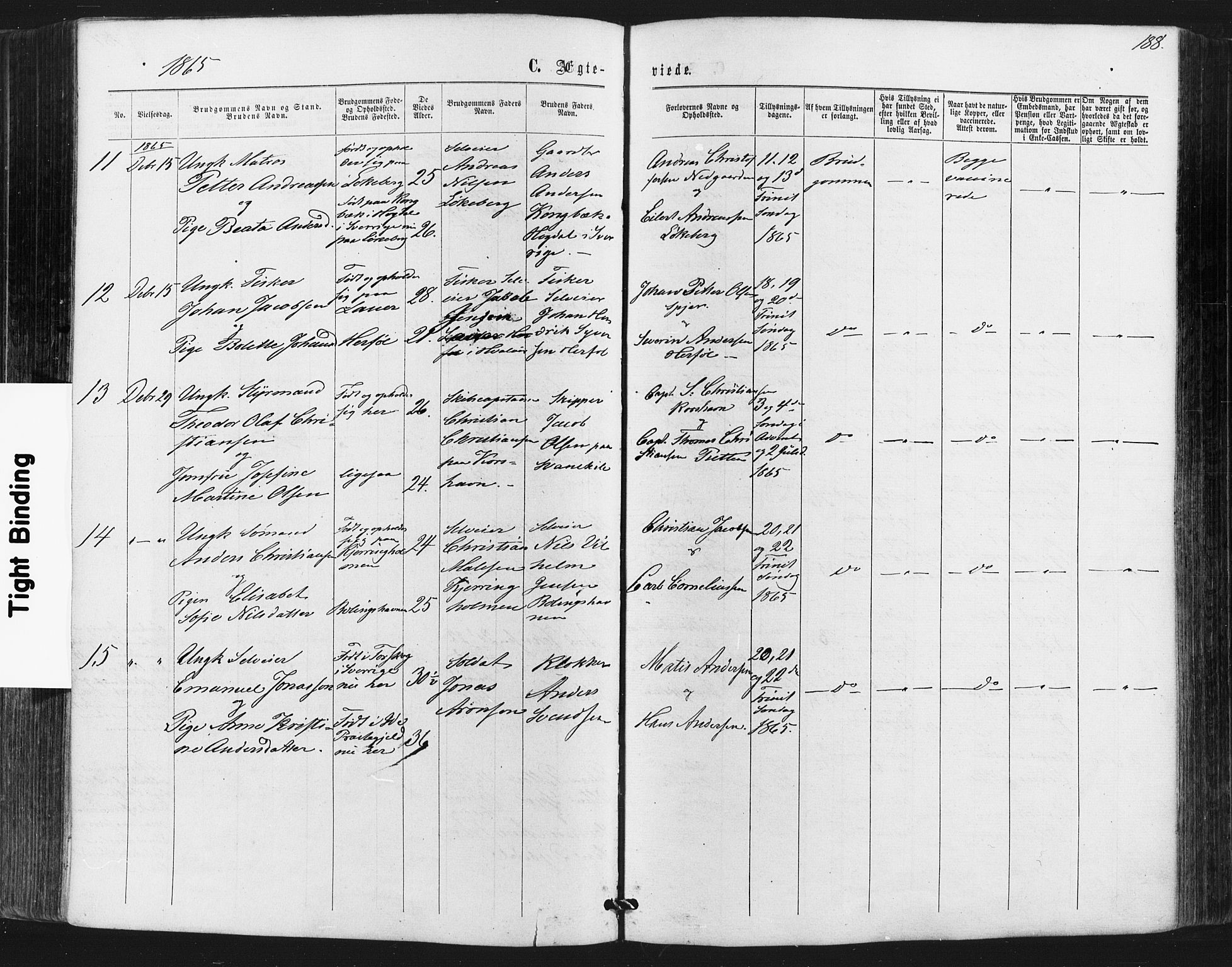 Hvaler prestekontor Kirkebøker, SAO/A-2001/F/Fa/L0007: Parish register (official) no. I 7, 1864-1878, p. 188