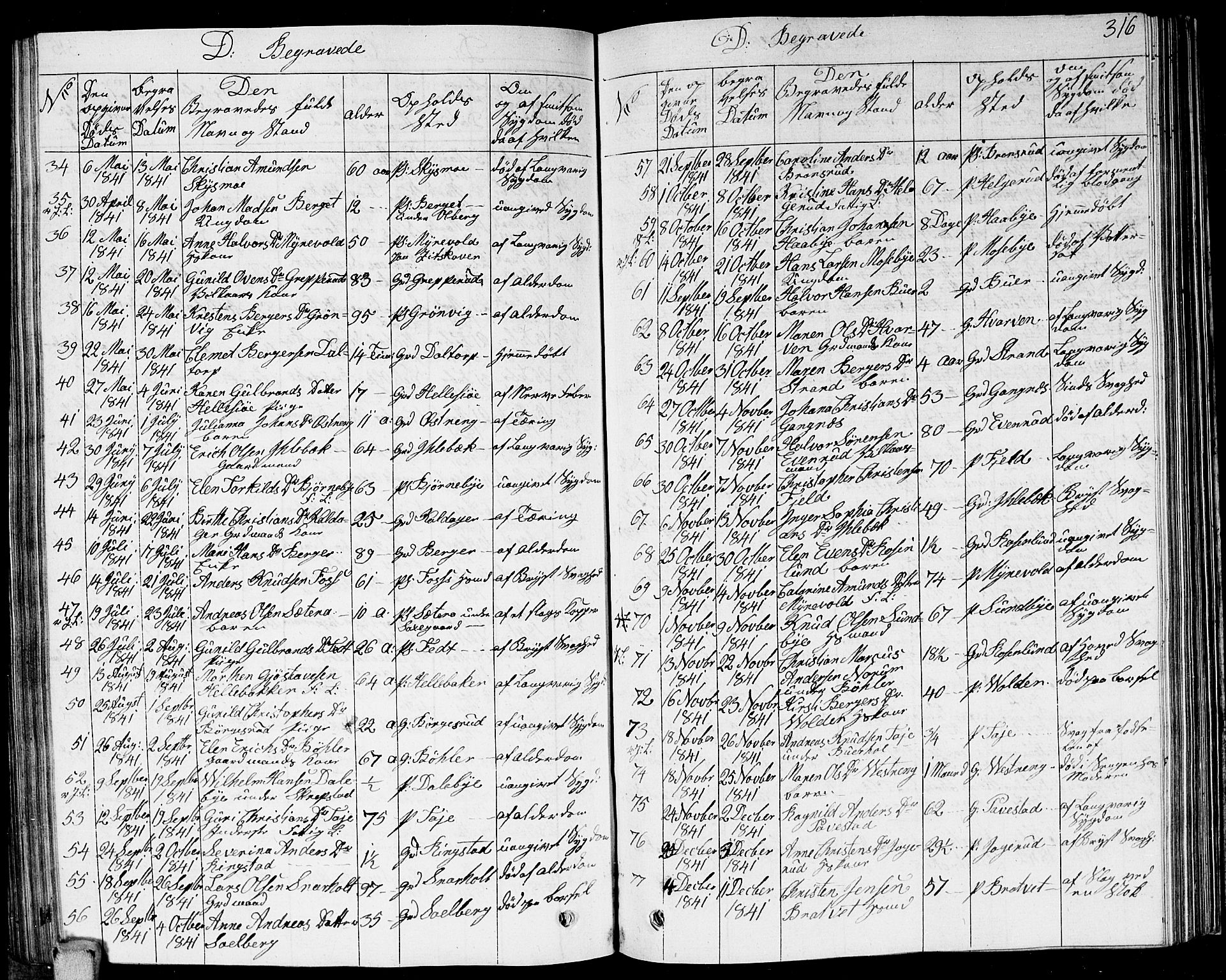 Høland prestekontor Kirkebøker, AV/SAO-A-10346a/G/Ga/L0002: Parish register (copy) no. I 2, 1827-1845, p. 316