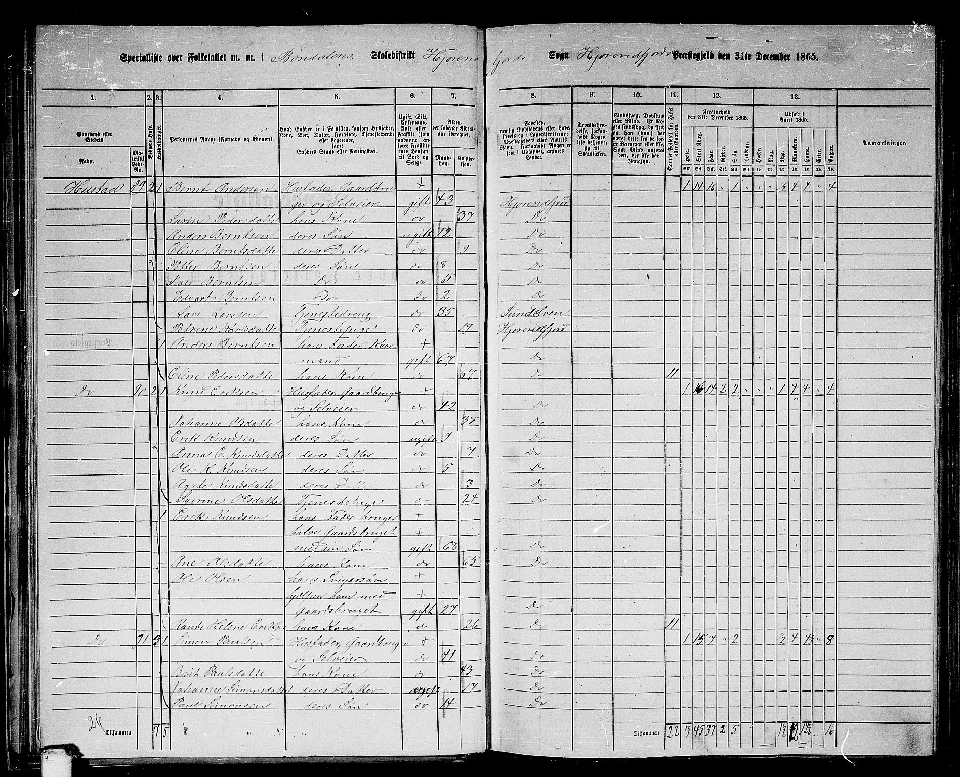 RA, 1865 census for Hjørundfjord, 1865, p. 40