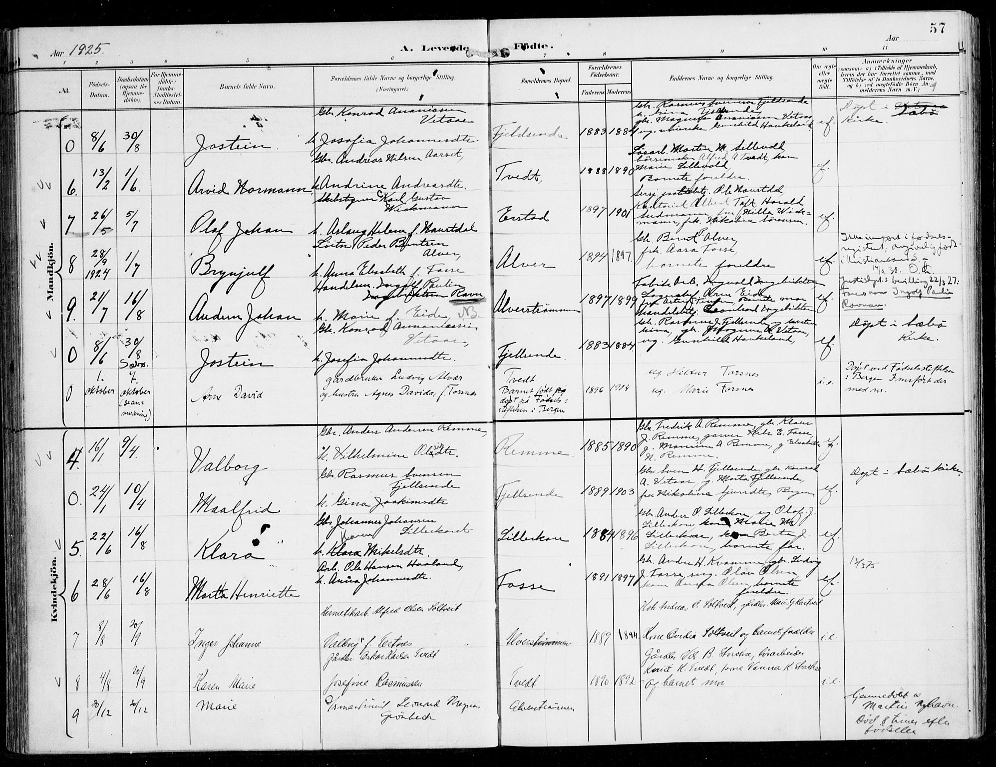 Alversund Sokneprestembete, SAB/A-73901/H/Ha/Haa/Haaa/L0003: Parish register (official) no. A 3, 1897-1926, p. 57