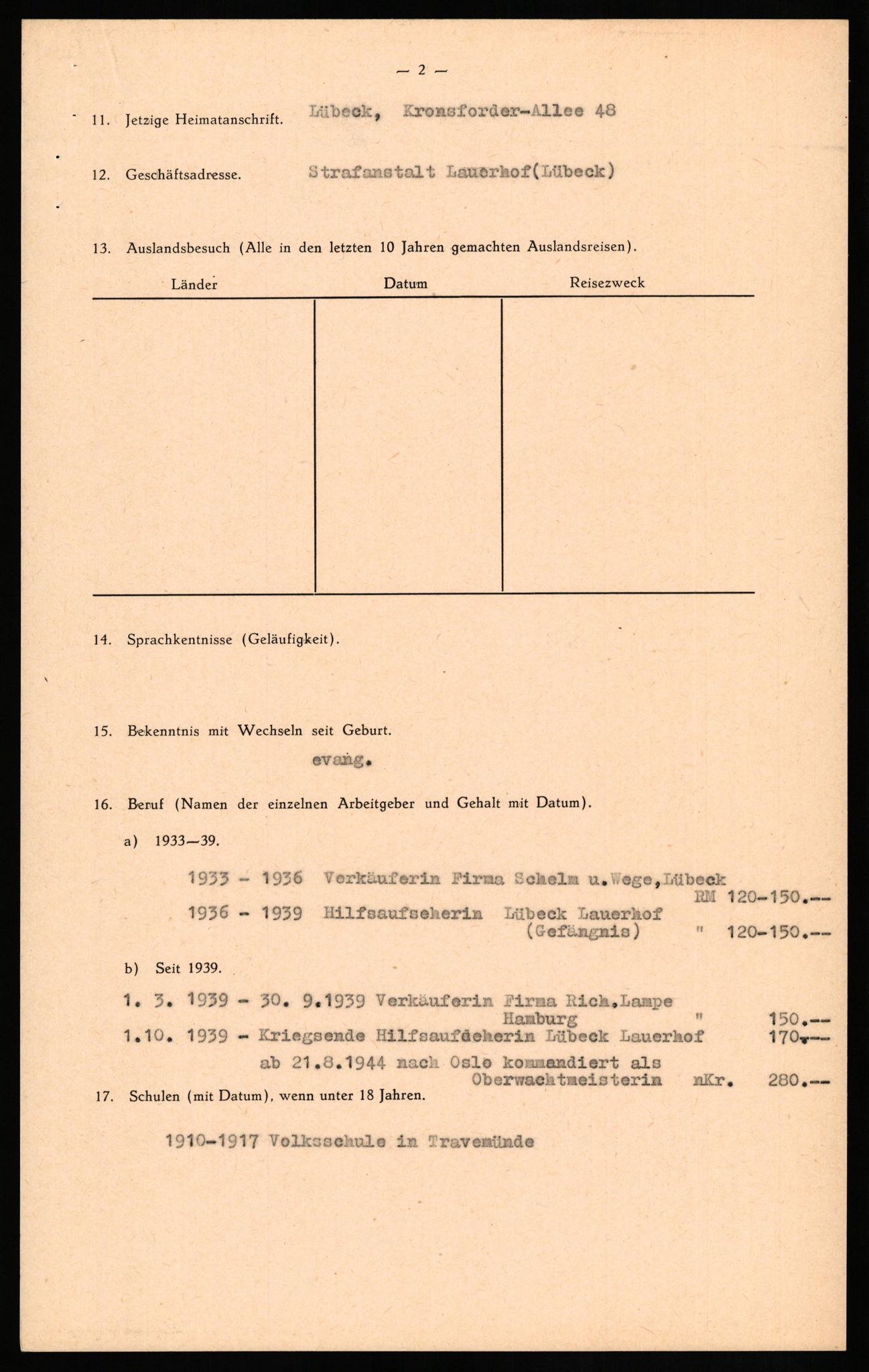 Forsvaret, Forsvarets overkommando II, AV/RA-RAFA-3915/D/Db/L0028: CI Questionaires. Tyske okkupasjonsstyrker i Norge. Tyskere., 1945-1946, p. 335