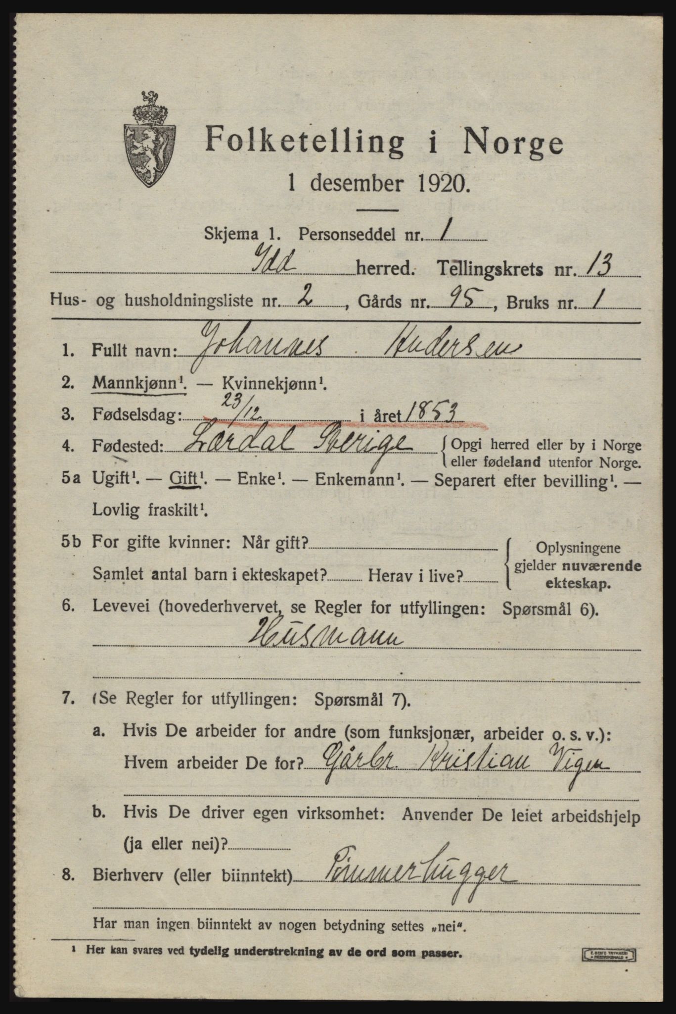 SAO, 1920 census for Idd, 1920, p. 12601