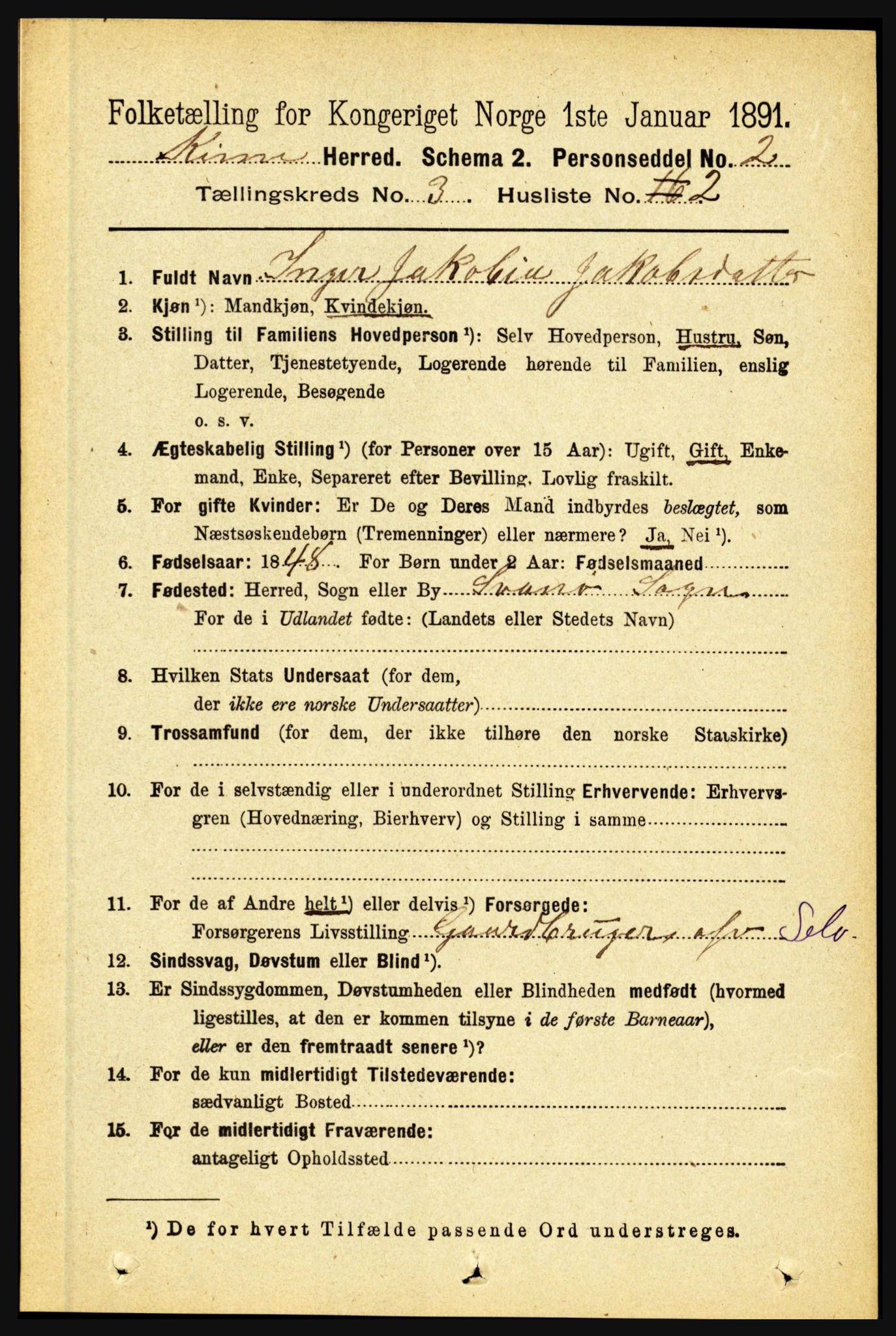 RA, 1891 census for 1437 Kinn, 1891, p. 948