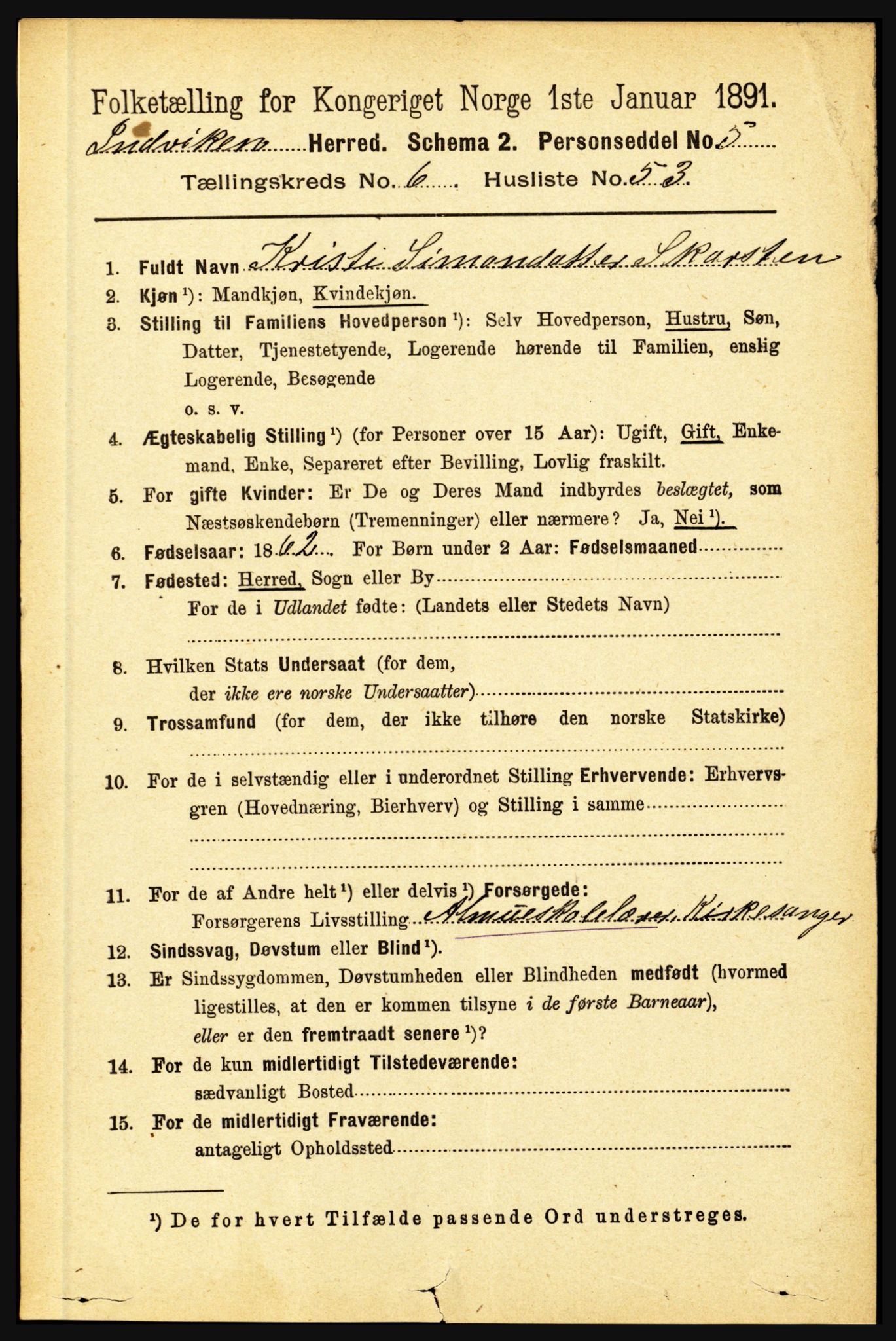 RA, 1891 census for 1447 Innvik, 1891, p. 2592