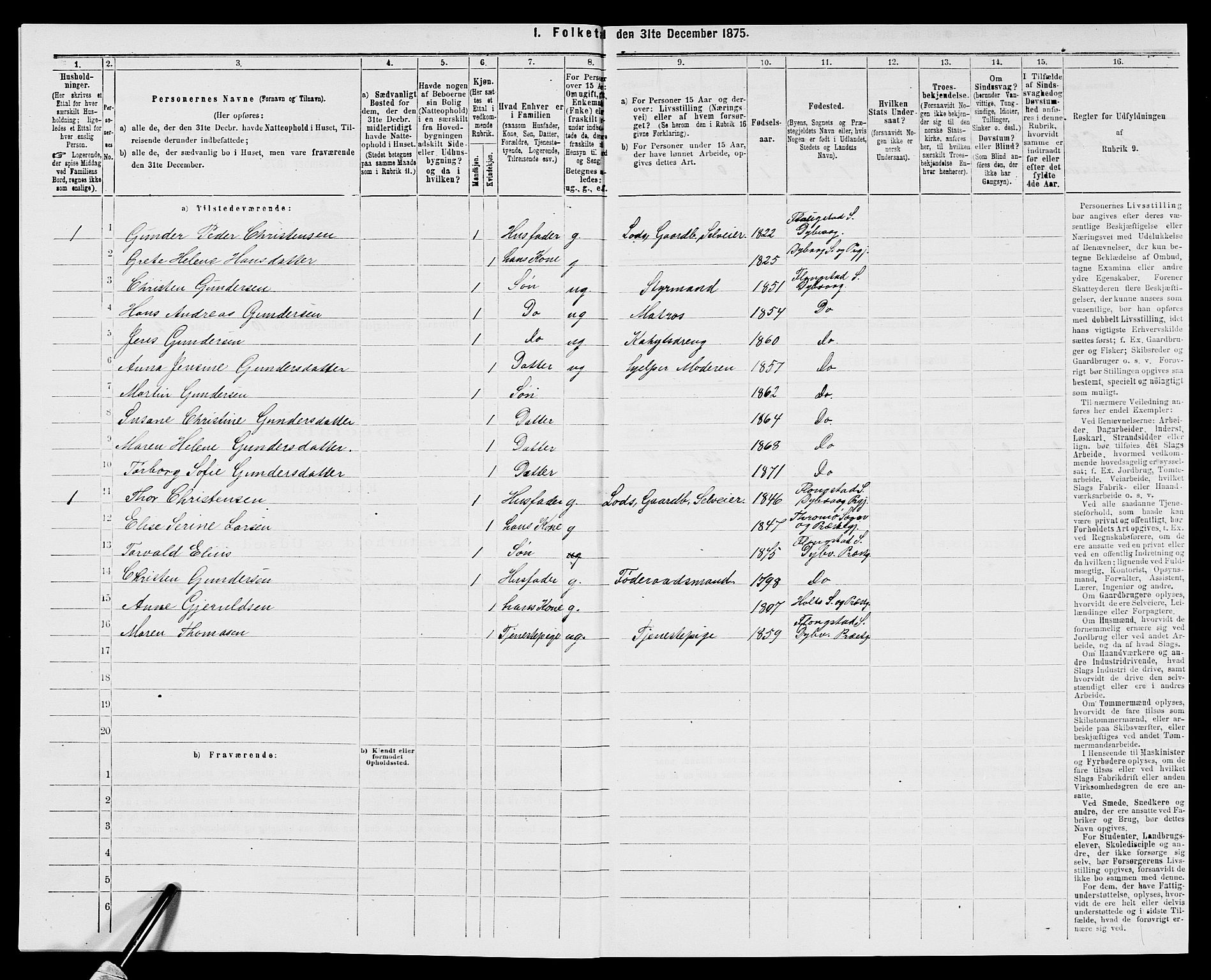 SAK, 1875 census for 0915P Dypvåg, 1875, p. 1310