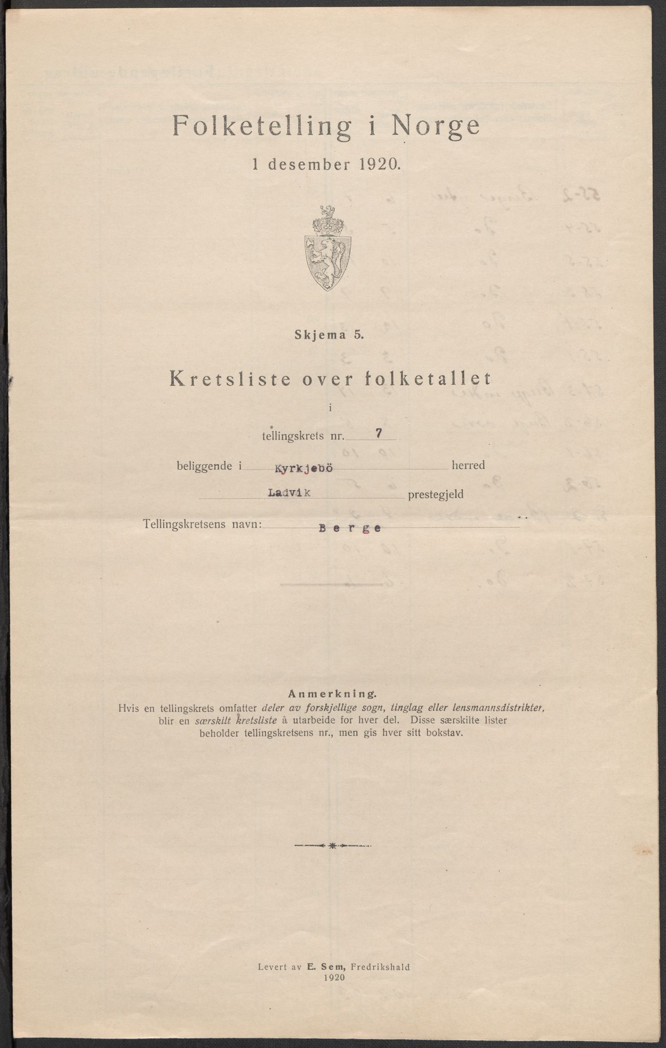SAB, 1920 census for Kyrkjebø, 1920, p. 22