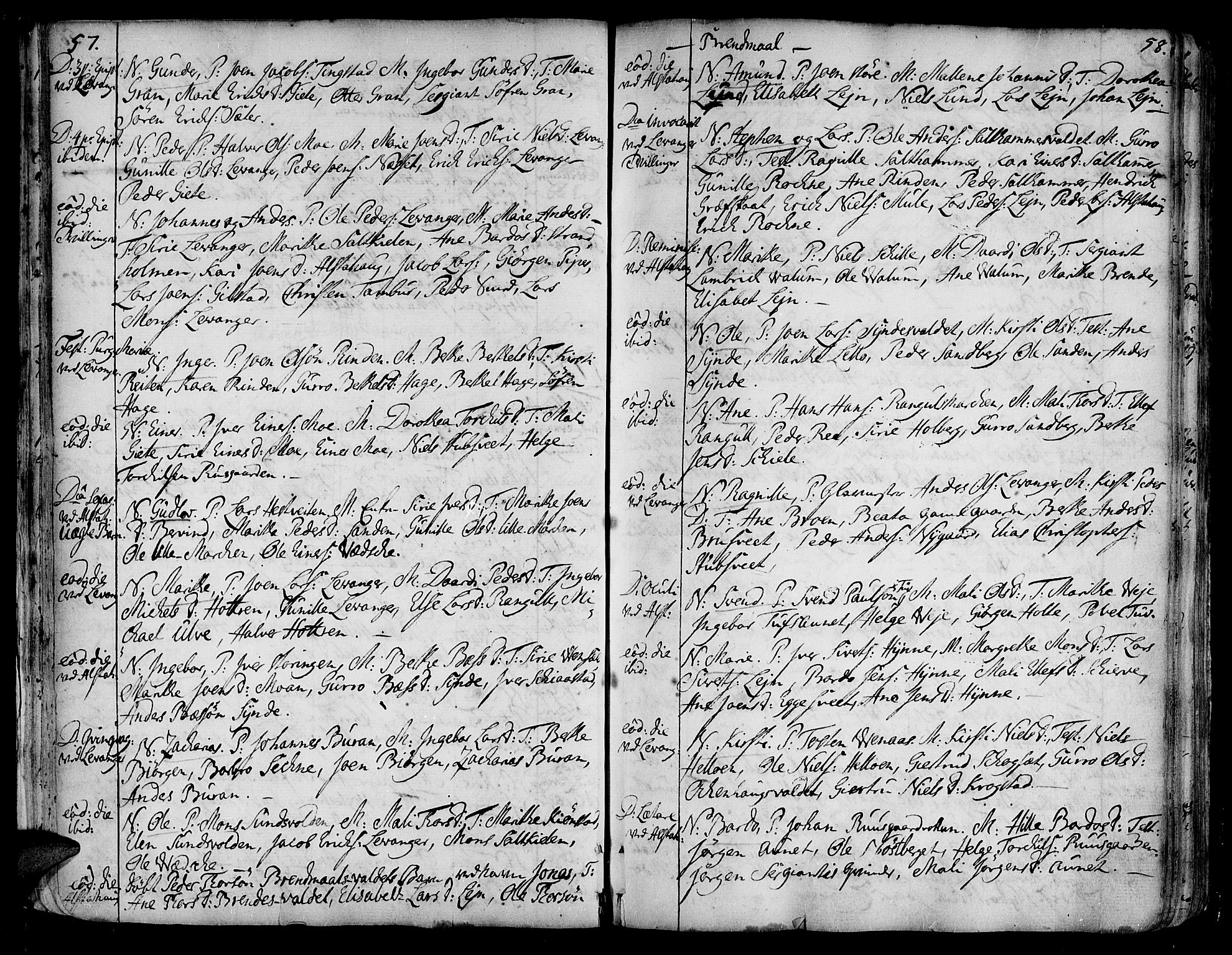 Ministerialprotokoller, klokkerbøker og fødselsregistre - Nord-Trøndelag, AV/SAT-A-1458/717/L0141: Parish register (official) no. 717A01, 1747-1803, p. 57-58