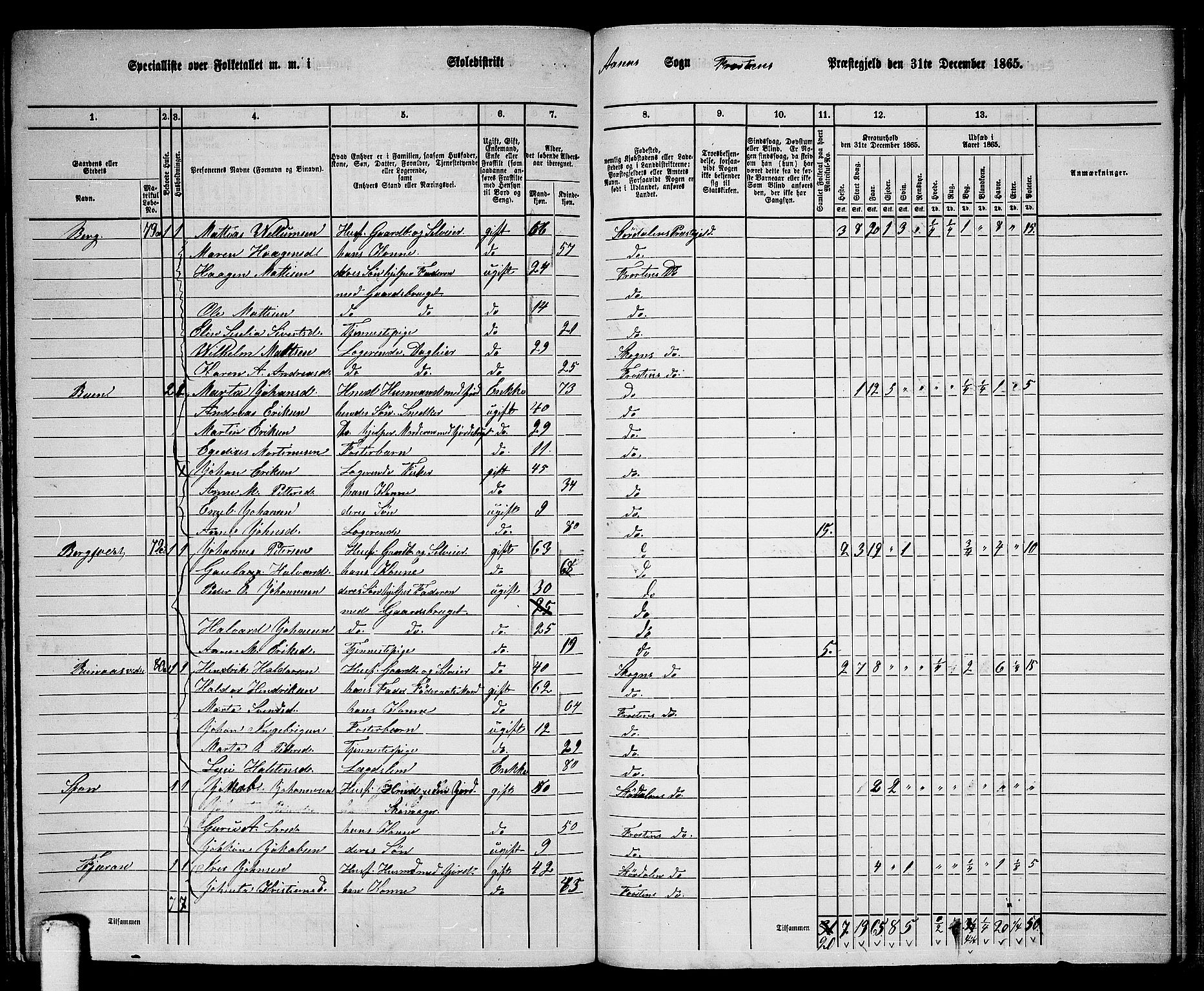 RA, 1865 census for Frosta, 1865, p. 181