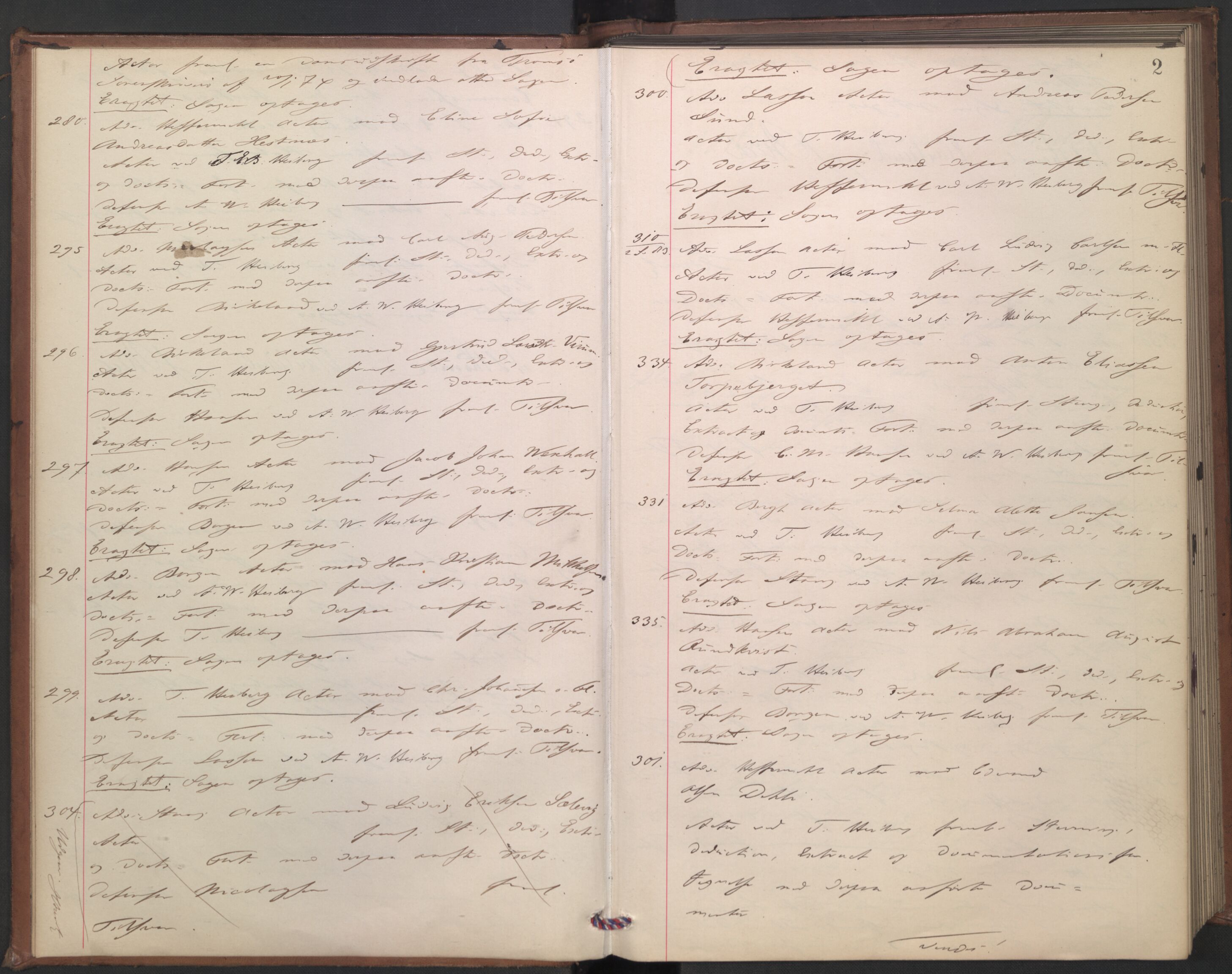 Høyesterett, AV/RA-S-1002/E/Ef/L0015: Protokoll over saker som gikk til skriftlig behandling, 1884-1888, p. 1b-2a