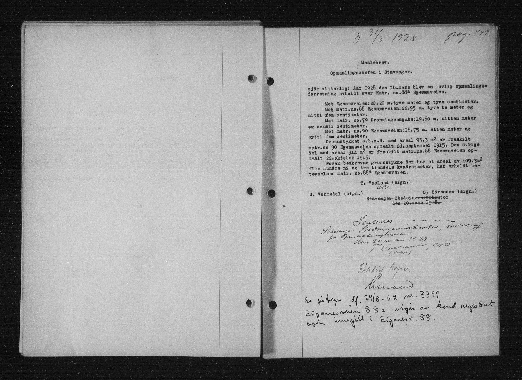 Stavanger byfogd, SAST/A-101408/001/4/41/410/410BB/L0053: Mortgage book no. 41, 1927-1928, Deed date: 31.03.1928