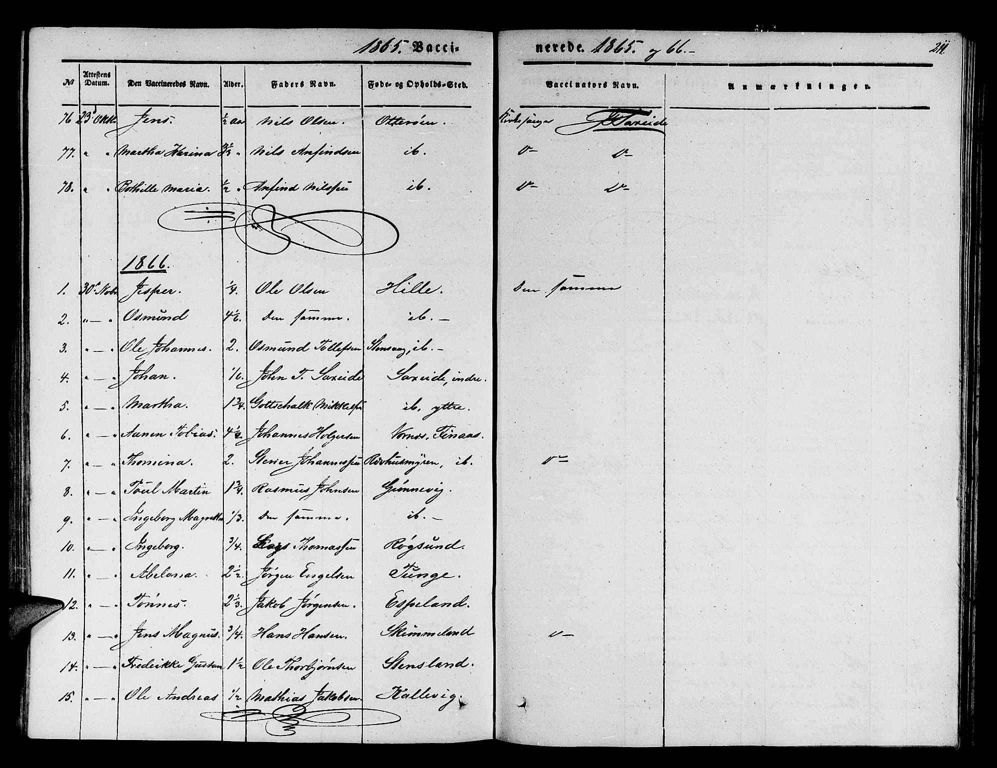 Finnås sokneprestembete, SAB/A-99925/H/Ha/Hab/Haba/L0001: Parish register (copy) no. A 1, 1851-1873, p. 211